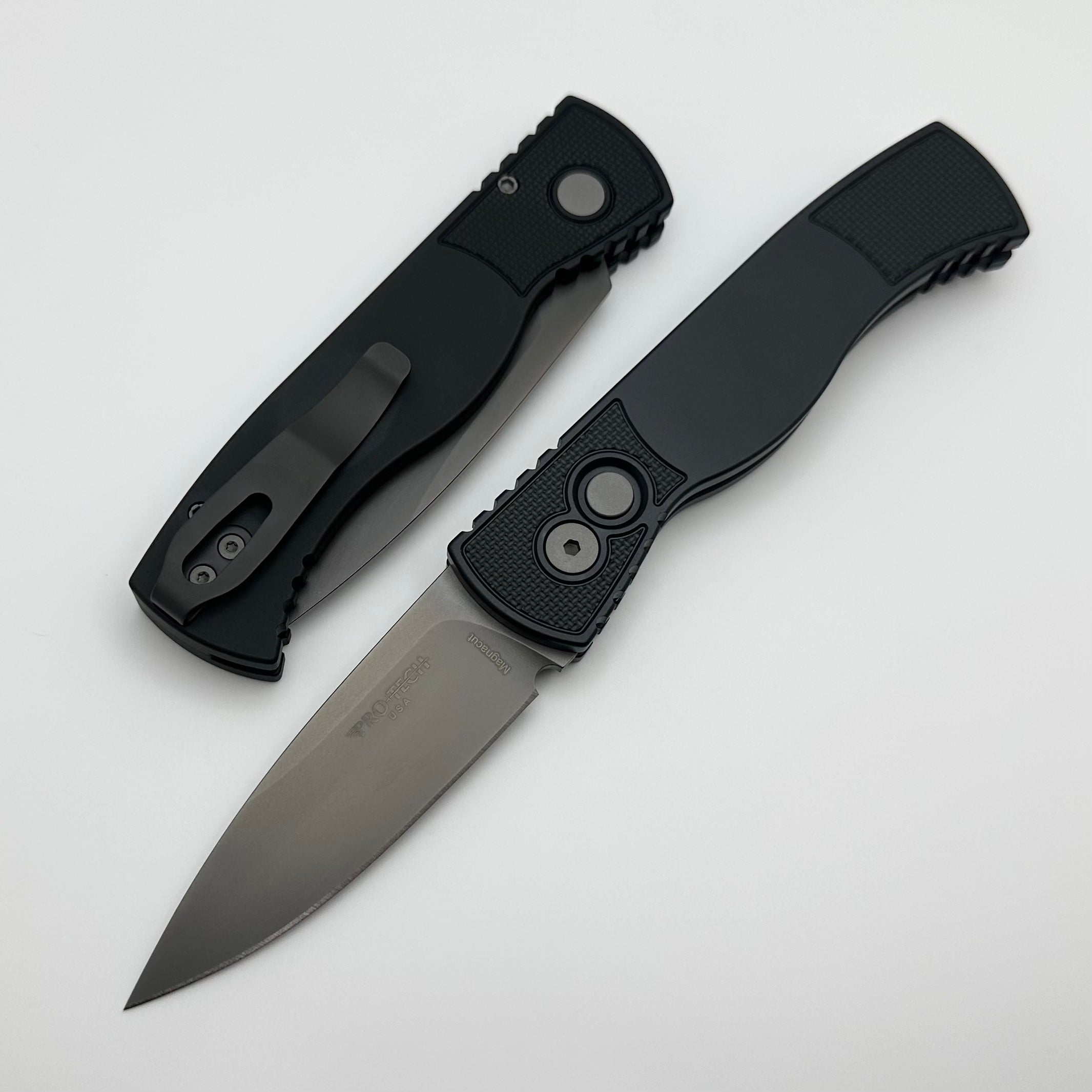 Pro-Tech TR-2 Ultimate Tactical Auto Knife - Black Textured Aluminum w/ Smokey Gray DLC MagnaCut Blade