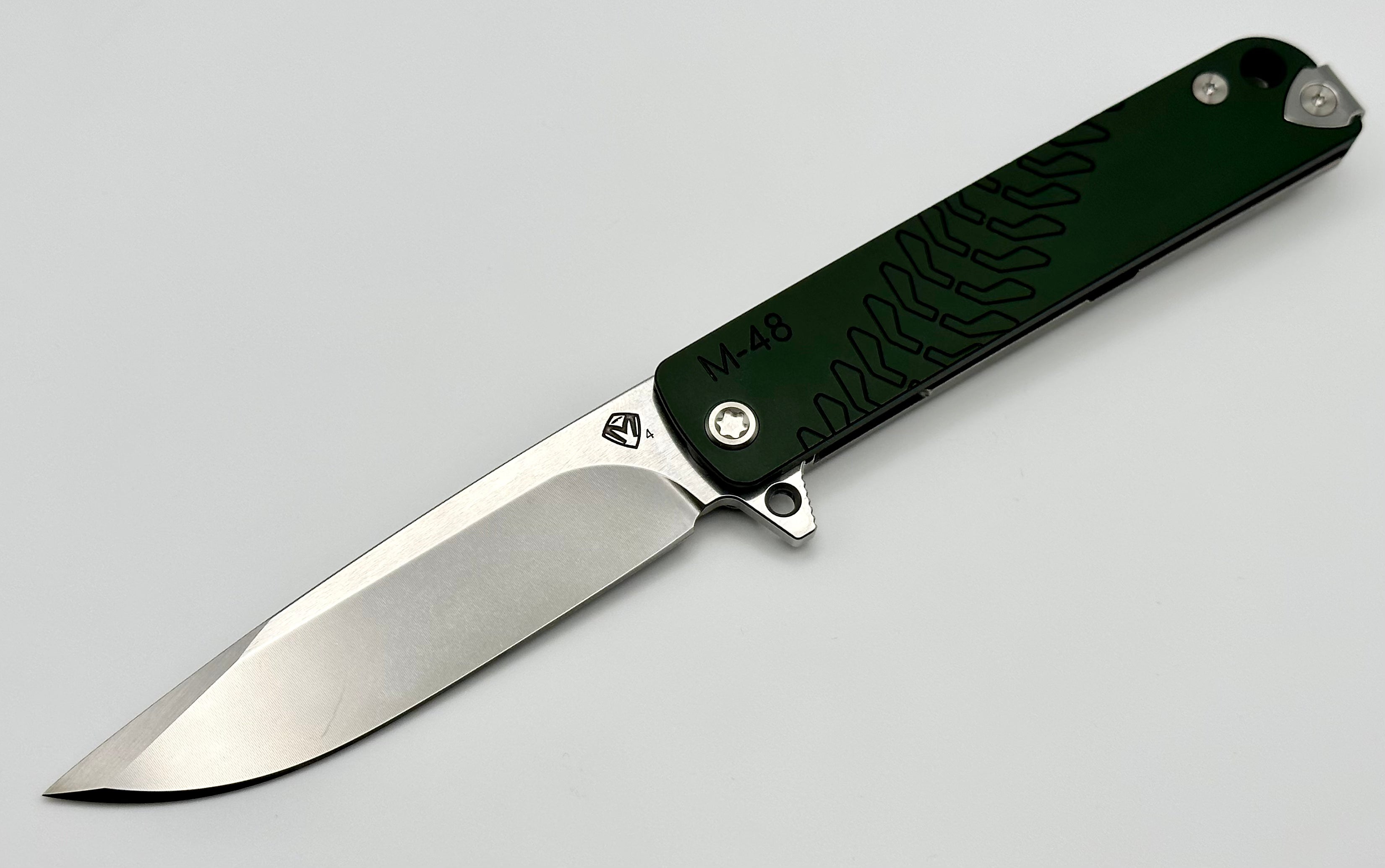 Medford M-48 Patton Tribute Knife - Premium OD Green Aluminum Handle with Tumbled Spring & S45VN Blade