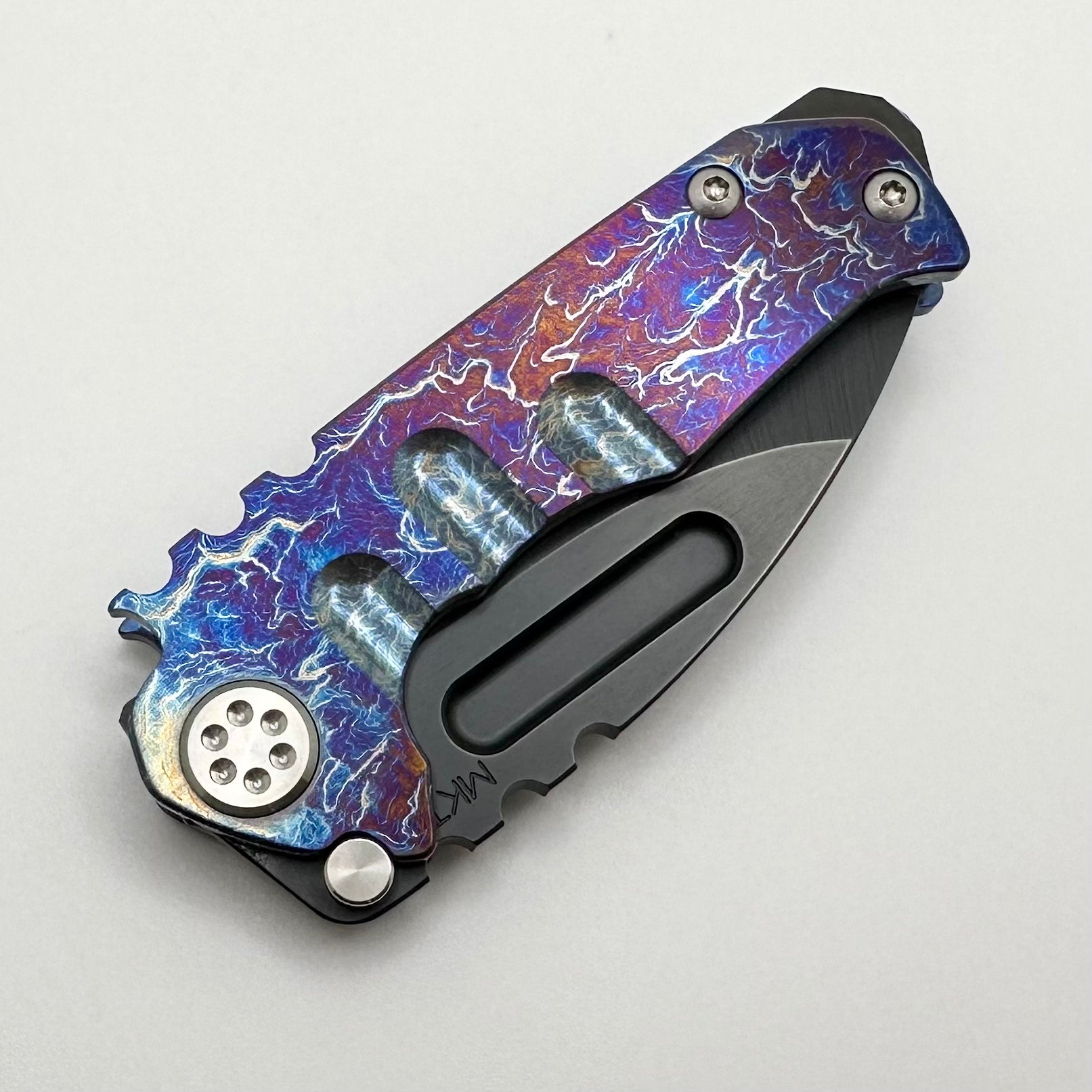 Medford Micro Praetorian T - Premium Compact EDC Knife with DLC S45 Drop Point & Blue/Flamed Finish