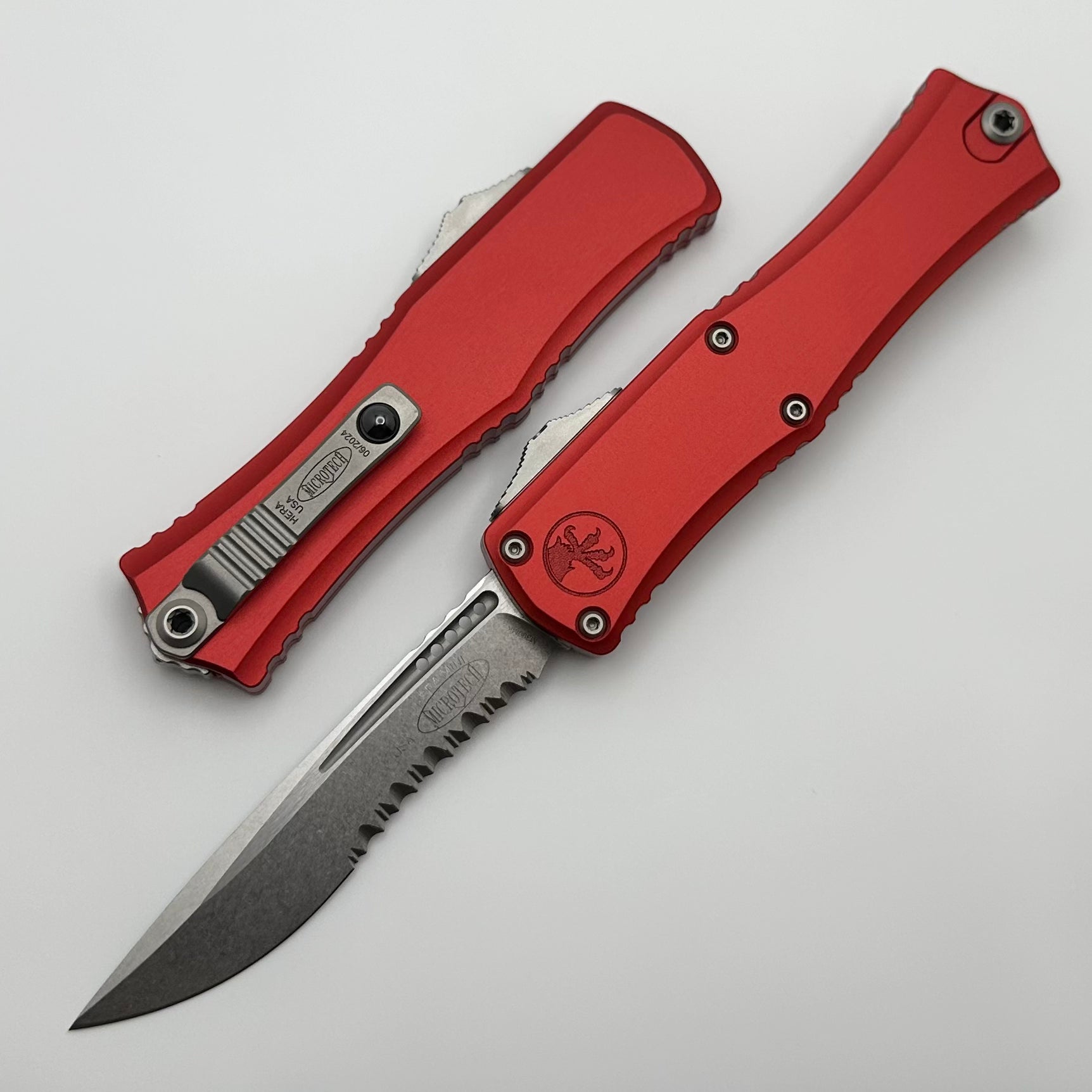 Microtech Hera II Mini OTF Knife - Premium M390MK Blade, Red Aluminum Handle