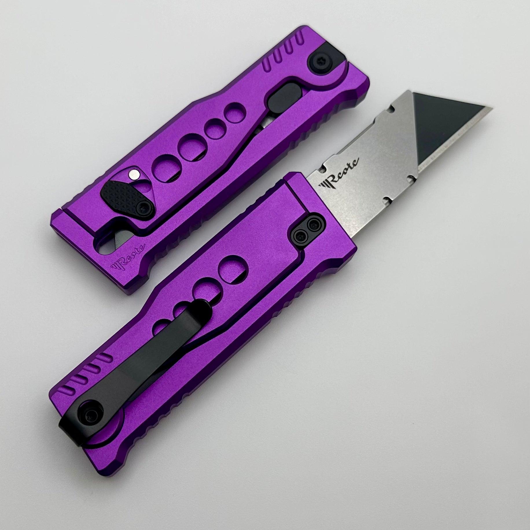 Reate EXO-U Ultimate Utility Knife with Speedhole Design - Purple Aluminum Handle