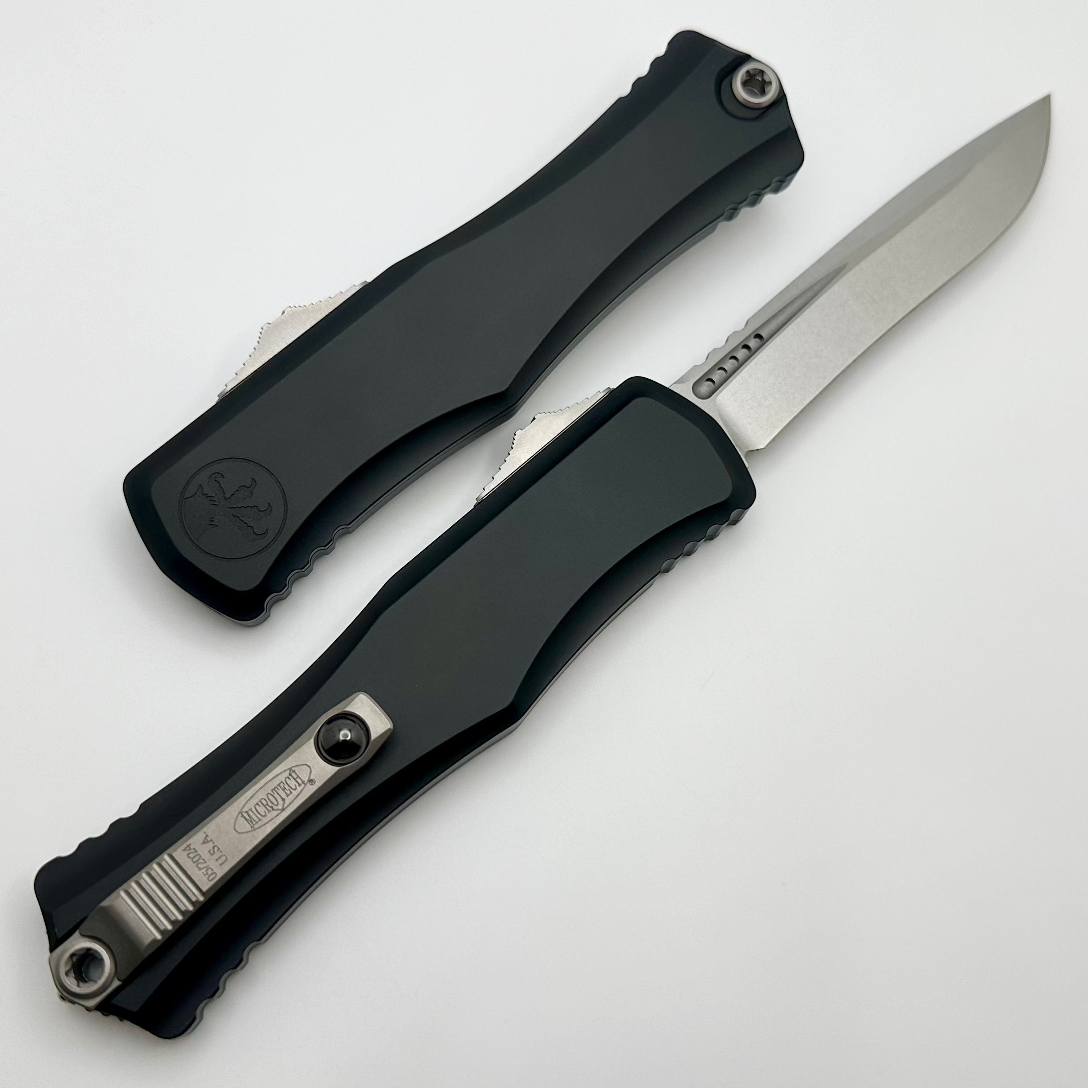 Microtech Hera II Ultimate Stonewash Recurve Knife - Black Handle