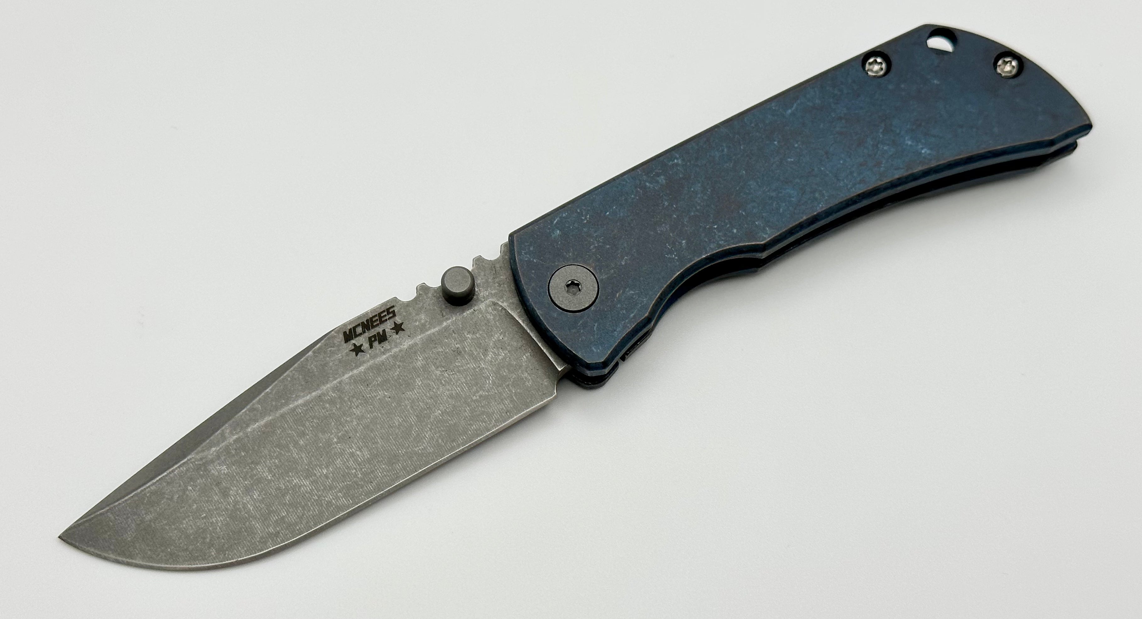 McNees Premium Machined Mac 2 3 Stonewash Blue Atomic Knife - Ultimate EDC Companion