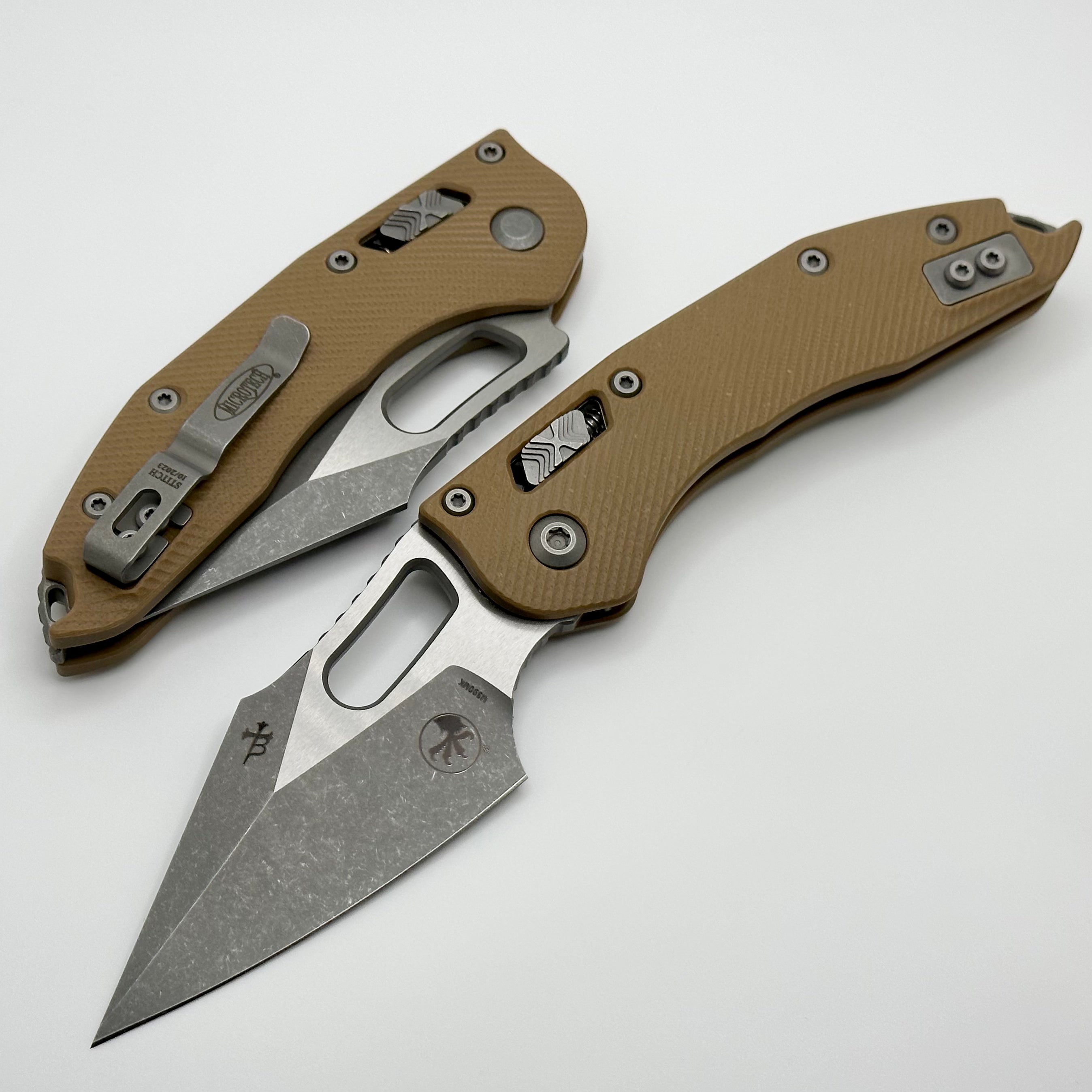 Premium Microtech Stitch RAM LOK Knife - Apocalyptic M390MK Blade & Tan G-10 Handle