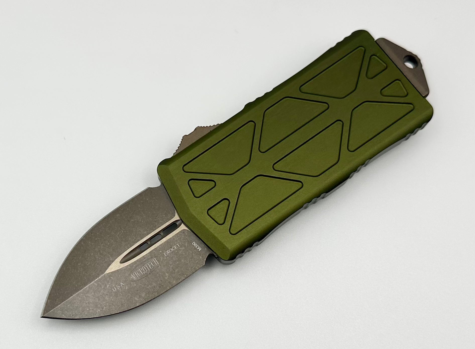 Premium Microtech Exocet Double Edge Apocalyptic Bronze & OD Green Knife - Ultimate EDC Companion