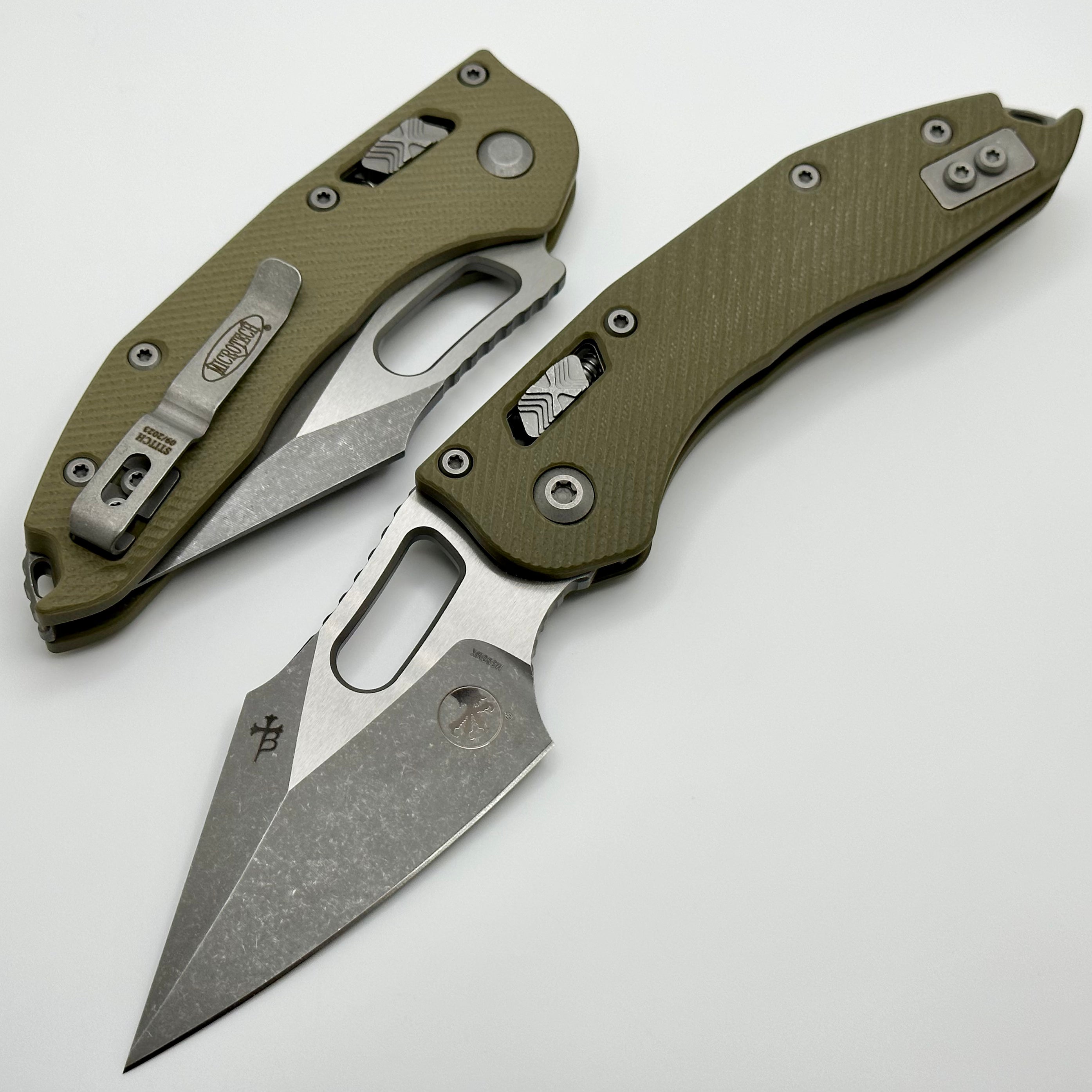 Microtech Stitch RAM LOK Manual Knife - Premium Apocalyptic M390MK Blade & OD Green G-10 Handle