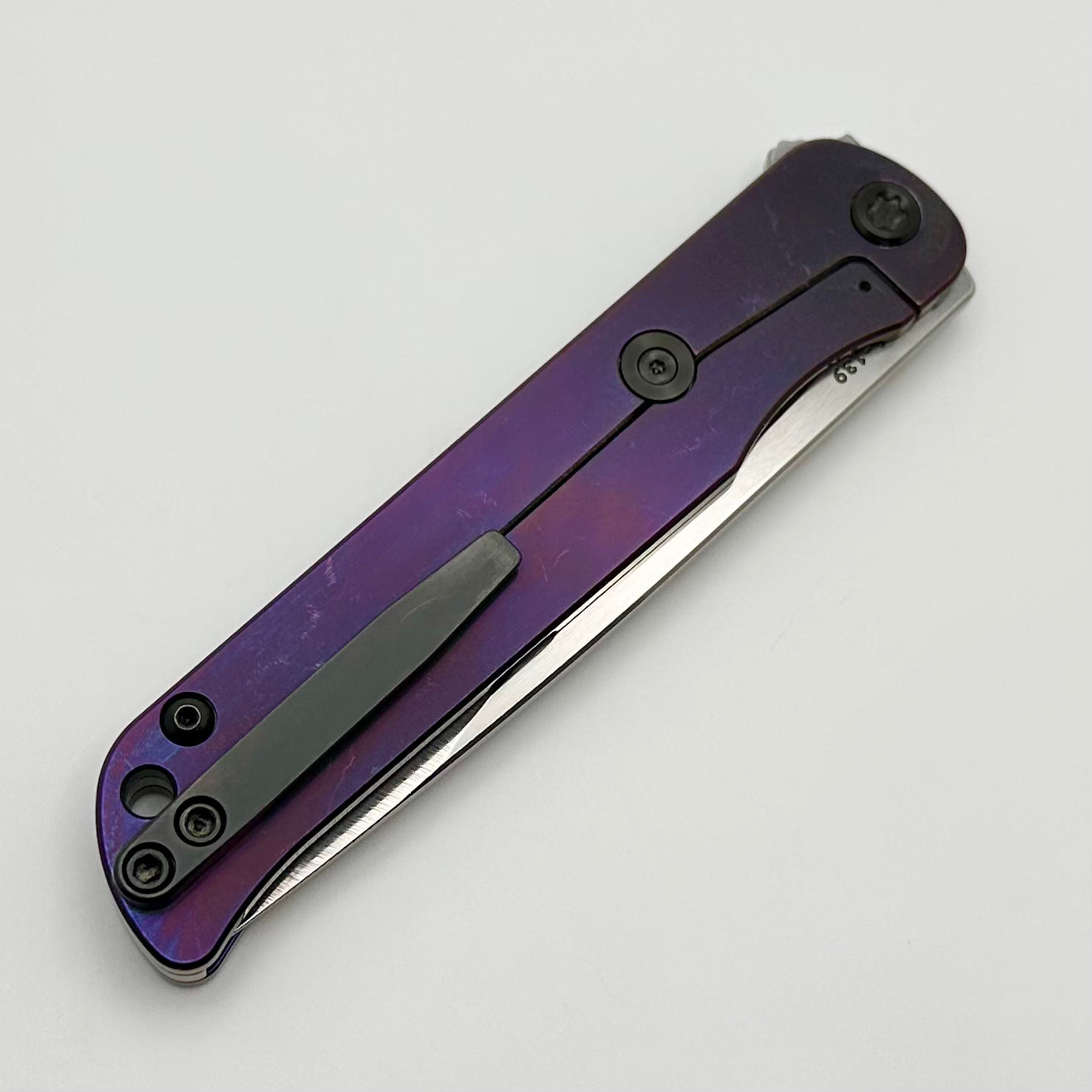 Premium Medford T-Bone Bronze Titanium Flipper Knife - Violet Safari Handles & Black Hardware