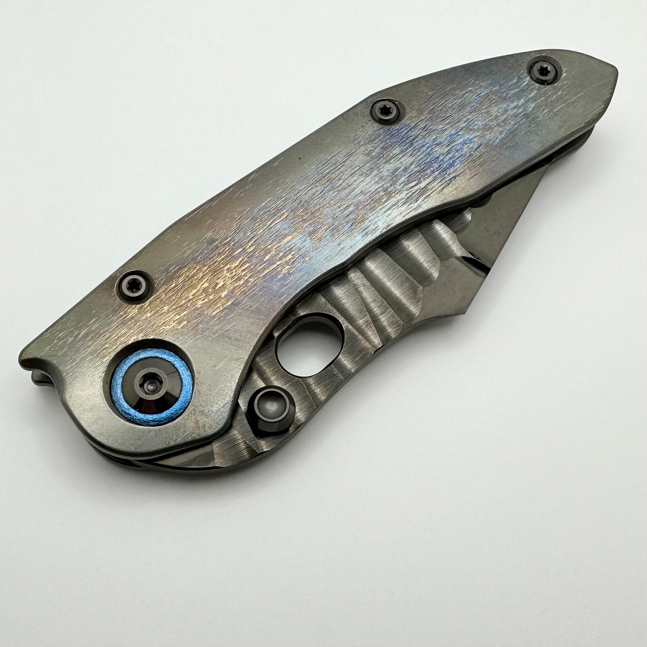 Premium Marfione & Borka Stitch Knife - DLC Cracked Diamond Wash, Cosmic Titanium, Double Star Grind M390