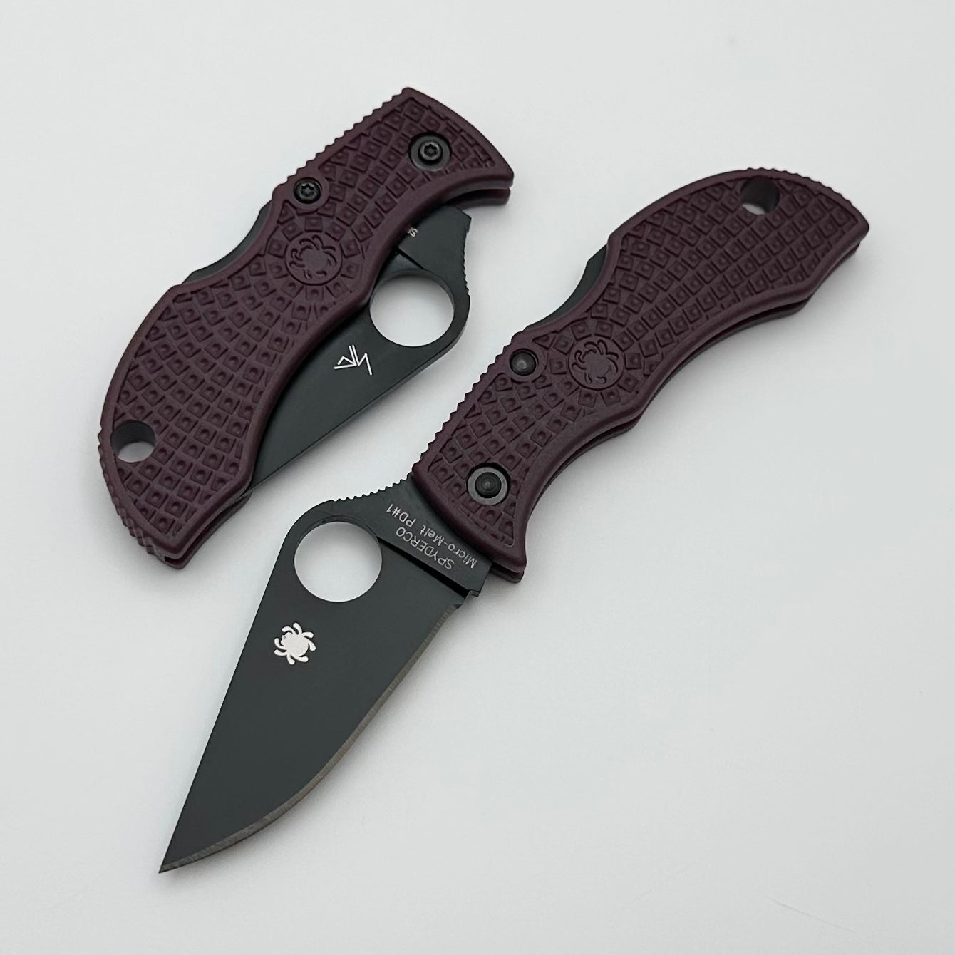 Premium Spyderco Manbug Burgundy FRN Knife - Micro-Melt PD1 Sprint Run