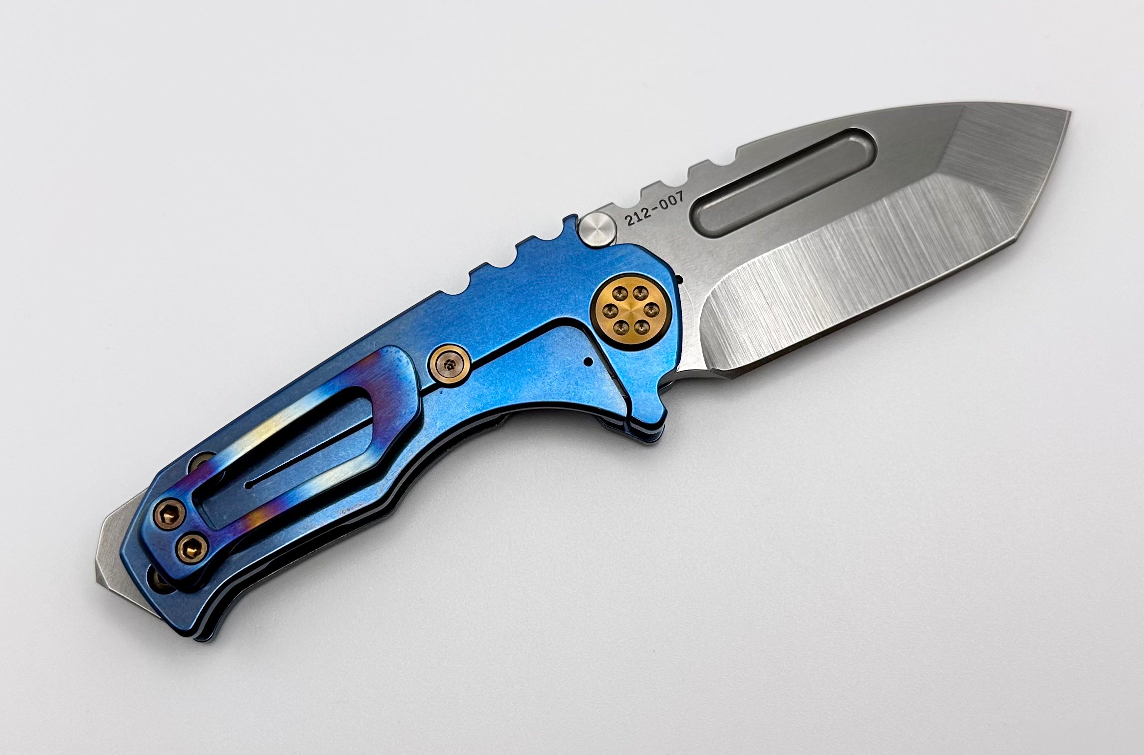 Medford Micro Praetorian T - Premium Compact Tactical Knife with Blue Flamed Handles