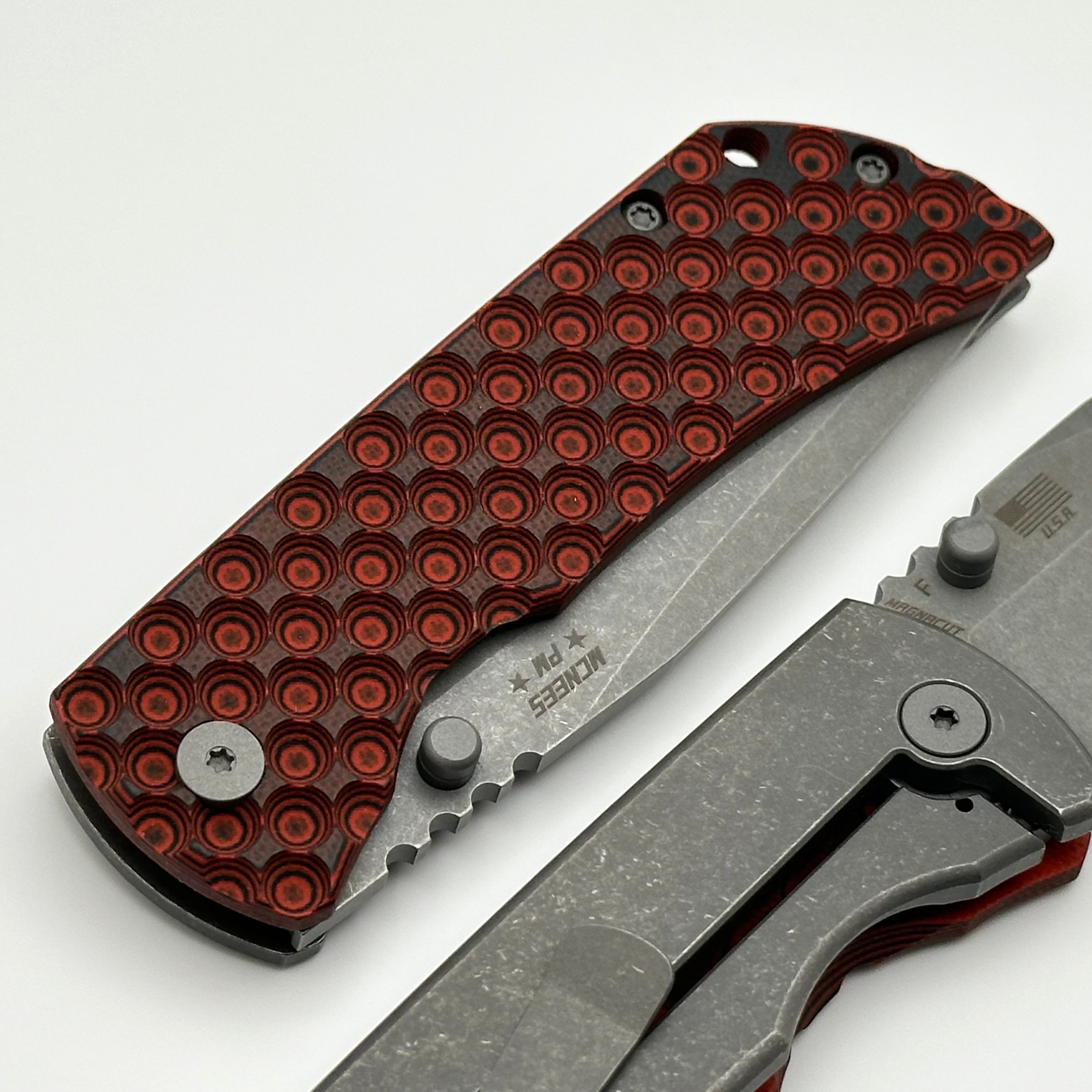 McNees Performance Machined Mac 2 3.5 Gen 2 F - Ultimate Atomic Red/Black G-10 & Titanium Knife with MagnaCut Blade