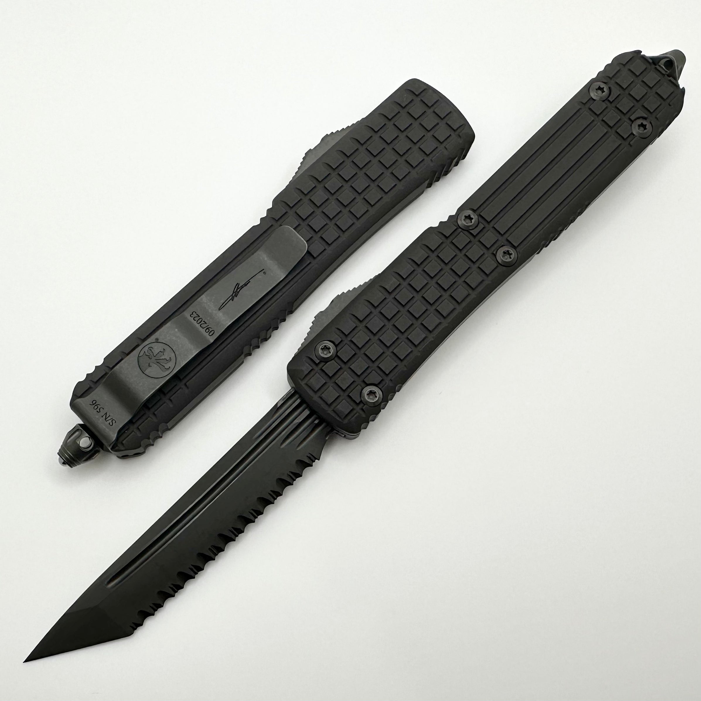 Microtech Ultratech Delta Frag Shadow Tanto Serrated DLC Knife - Premium Signature Series