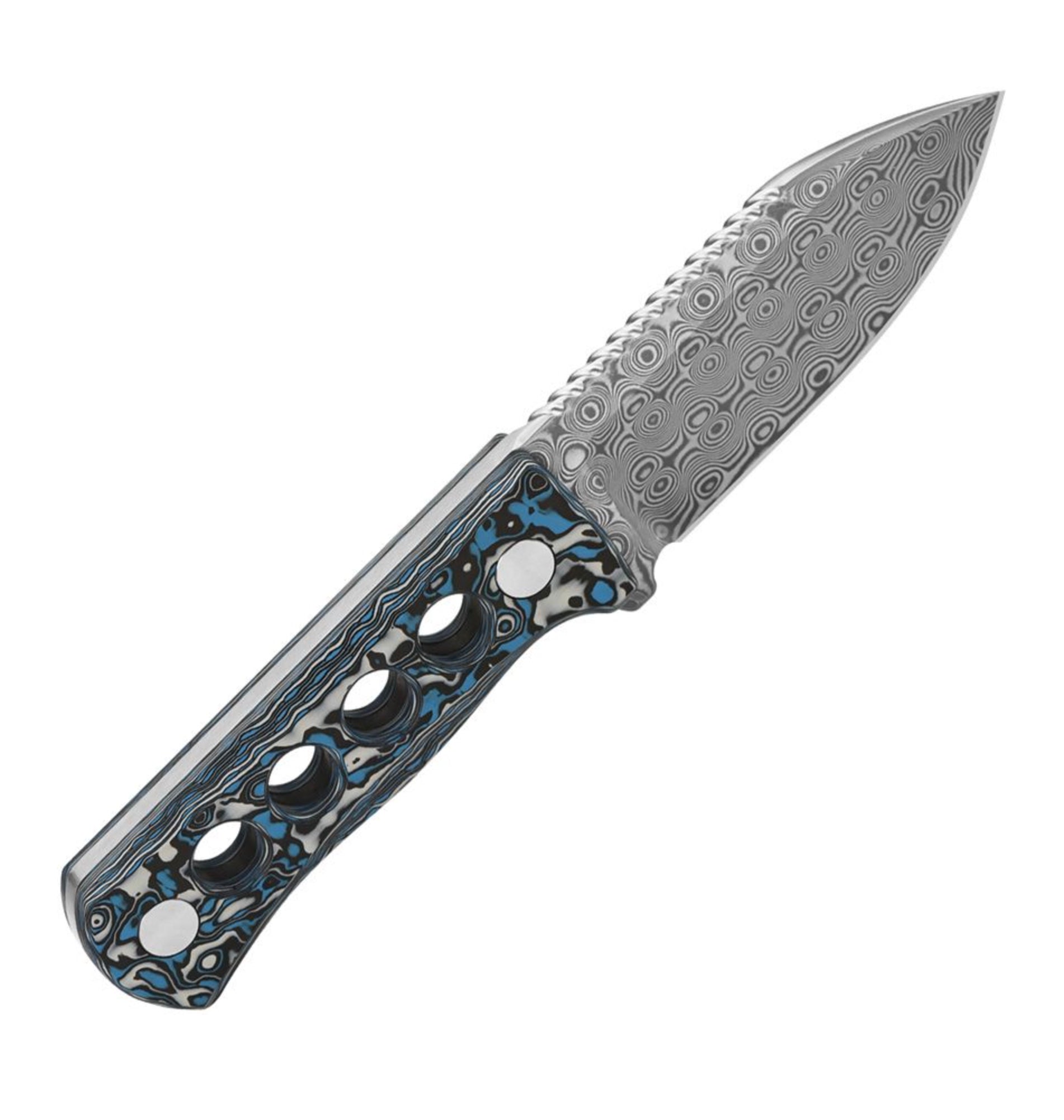 Premium QSP Canary Neck Knife - Ultimate Damascus Blade & Carbon Fiber Handle