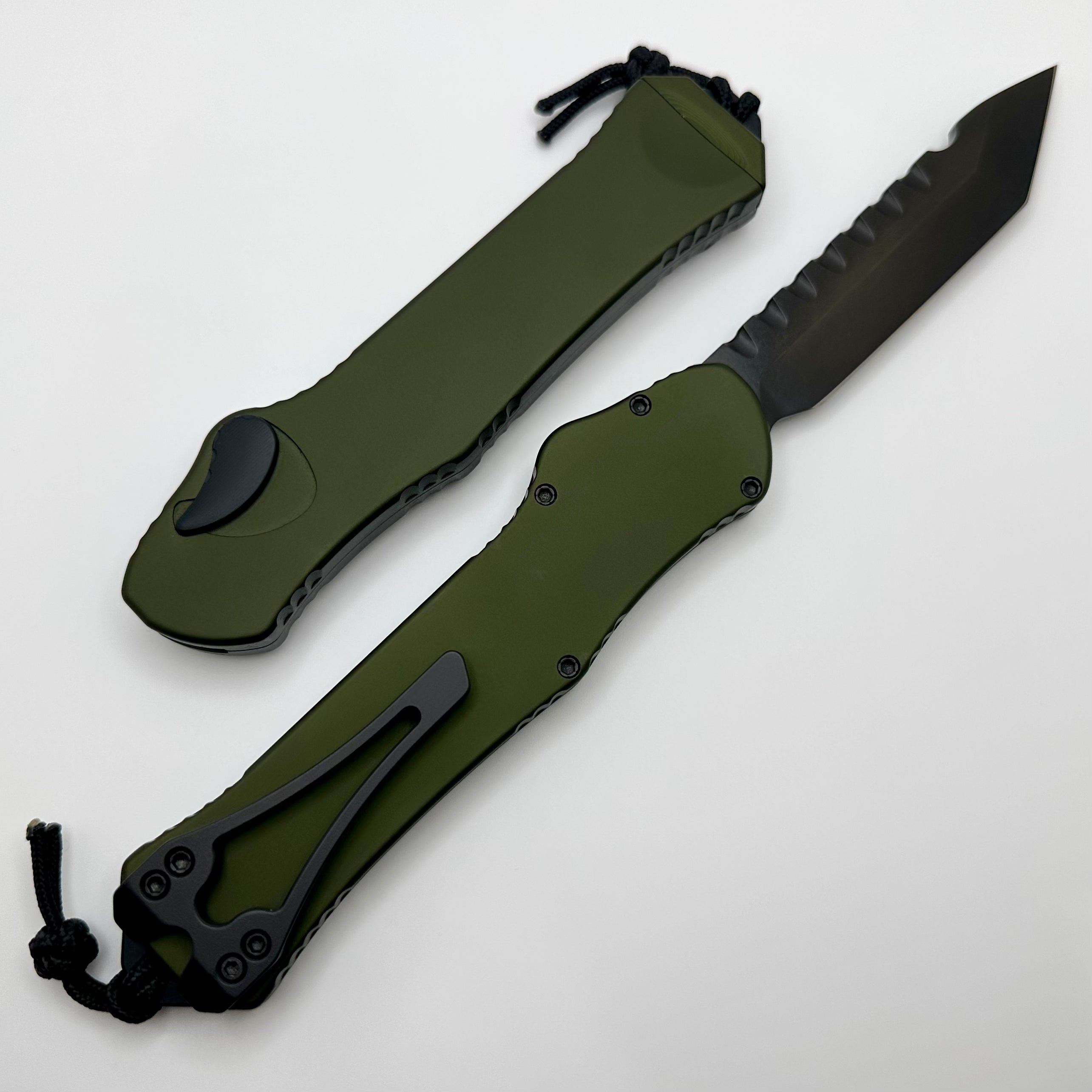 Heretic Hydra V3 Premium Tactical Knife - OD Green Aluminum Handle & DLC Tanto MagnaCut Blade
