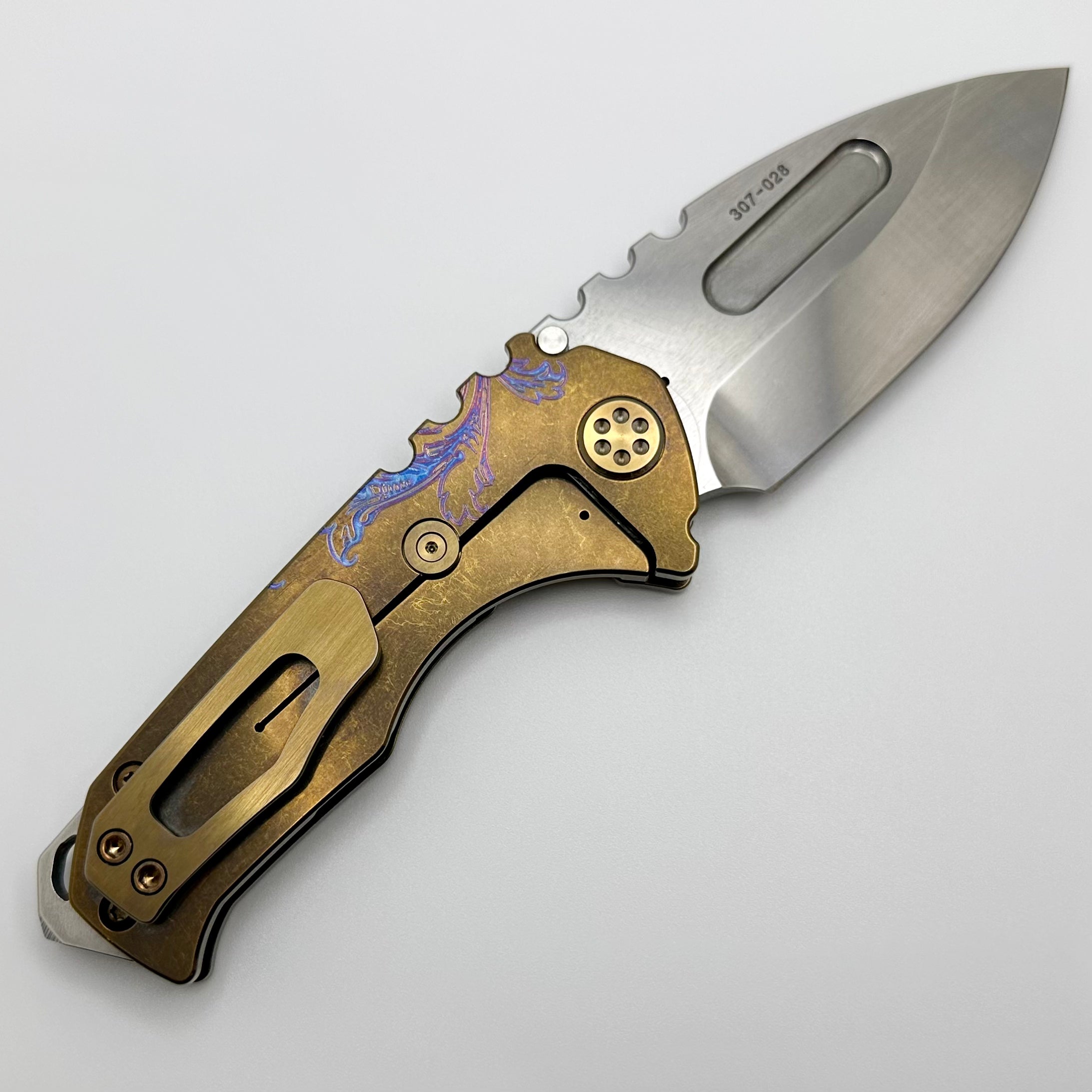 Medford Praetorian Genesis T S45 | Premium Drop Point Blade & Bronze Engraved Laurel Leaf Handles