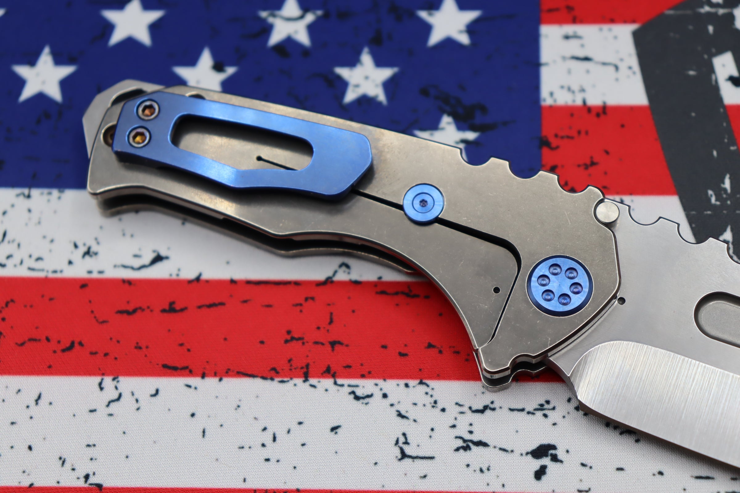 Medford Praetorian Genesis T S35 Tactical Folding Knife - Premium Drop Point Design with Blue Hardware