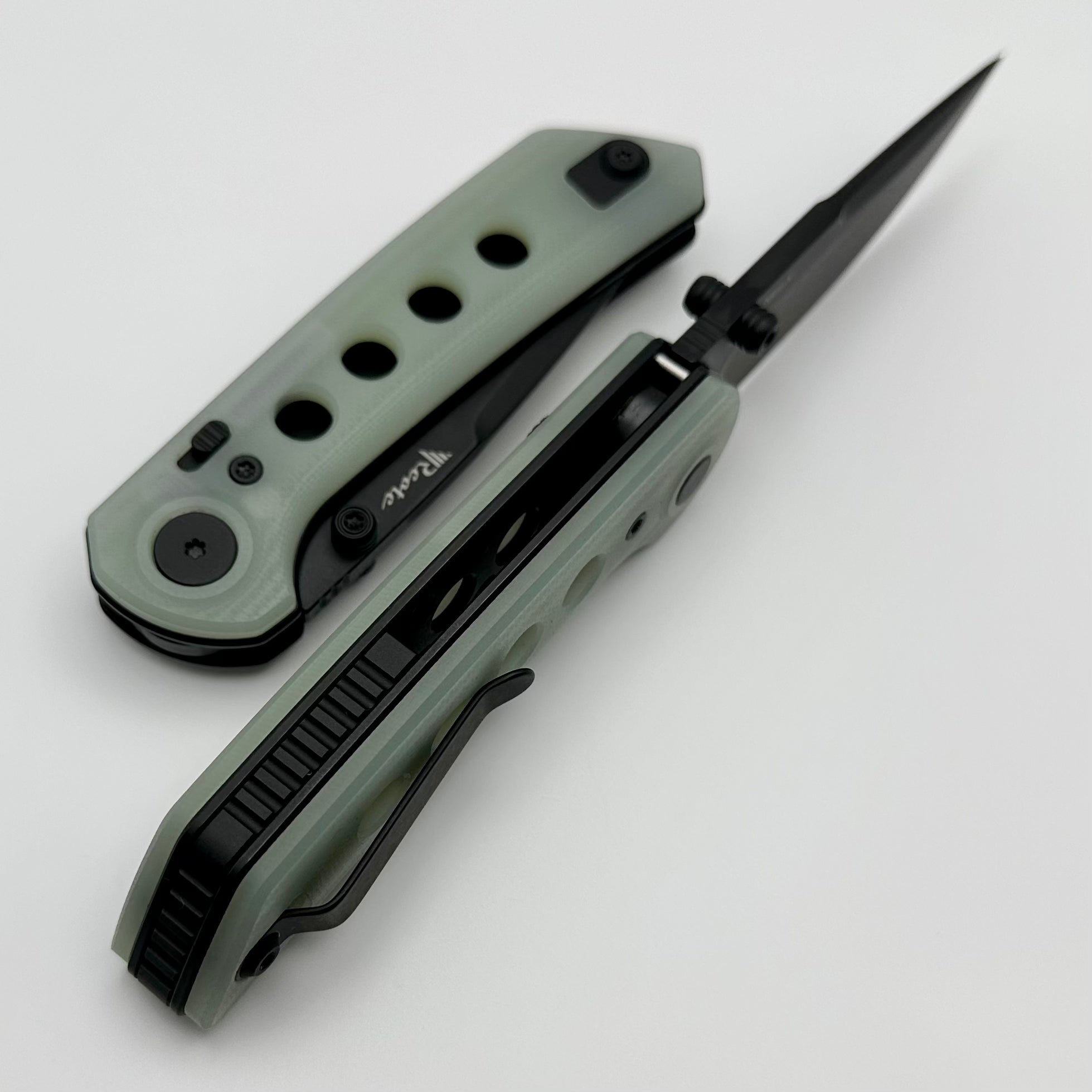 Reate Knives PL-XT Ultimate Folding Knife - Jade G-10 & Black PVD Nitro-V