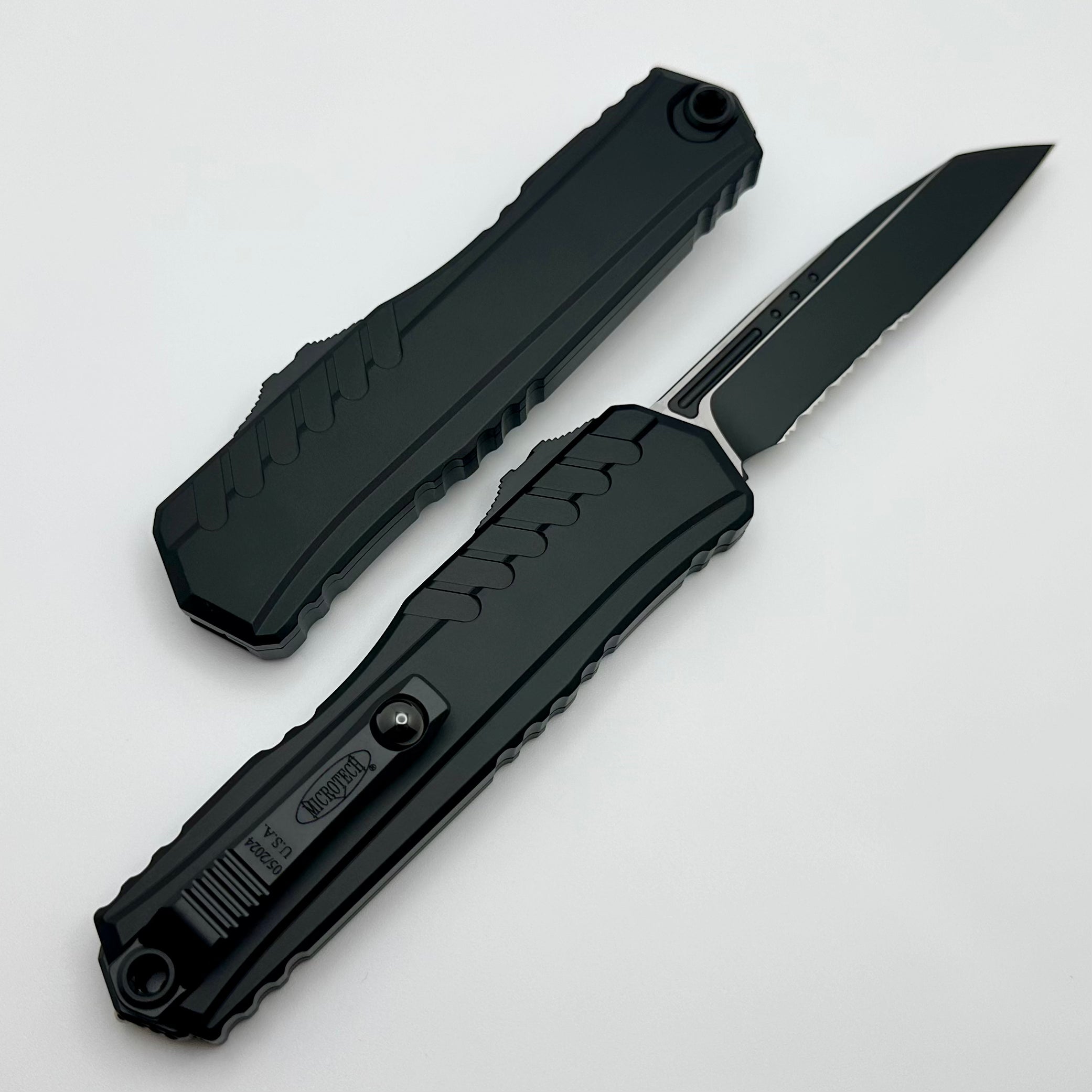 Microtech Cypher II Premium Tactical Knife - Black Partial Serrated