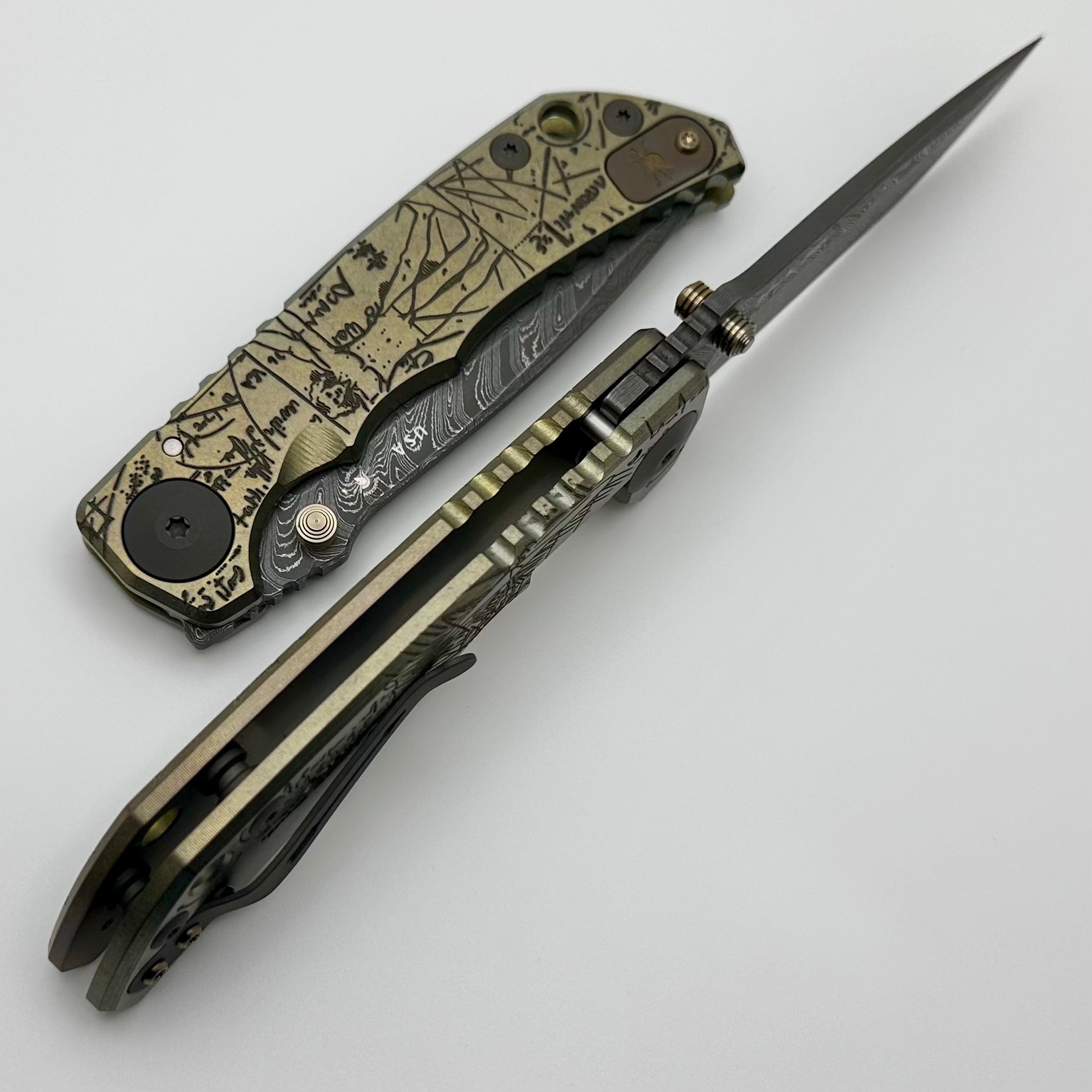 Spartan Blades Harsey Folder 2023 Da Vinci's Vitruvian Man Edition - Premium Damascus Steel Folding Knife