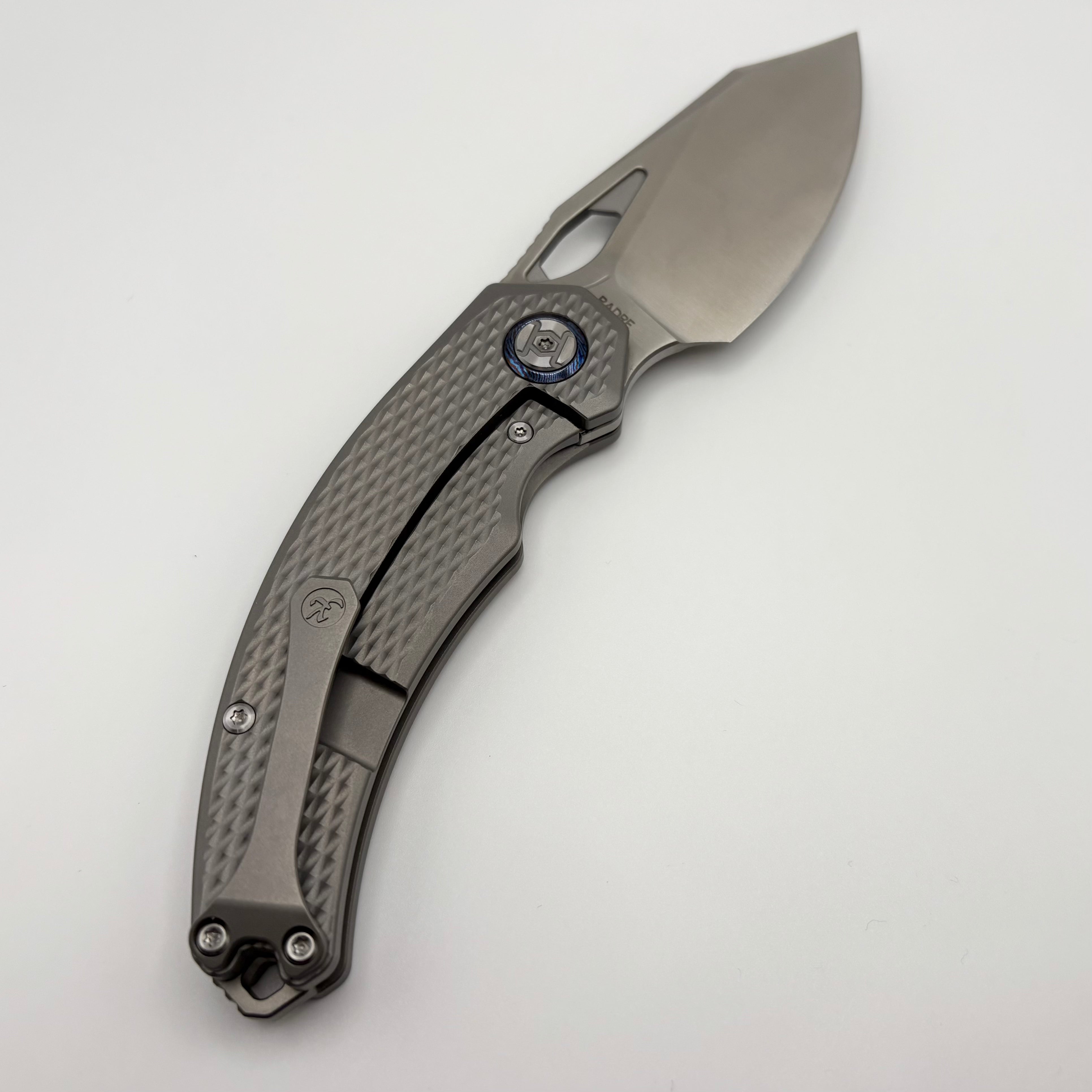 Premium Pre-Owned Kunwu Padre Titanium Folding Knife - Satin Vanax Blade