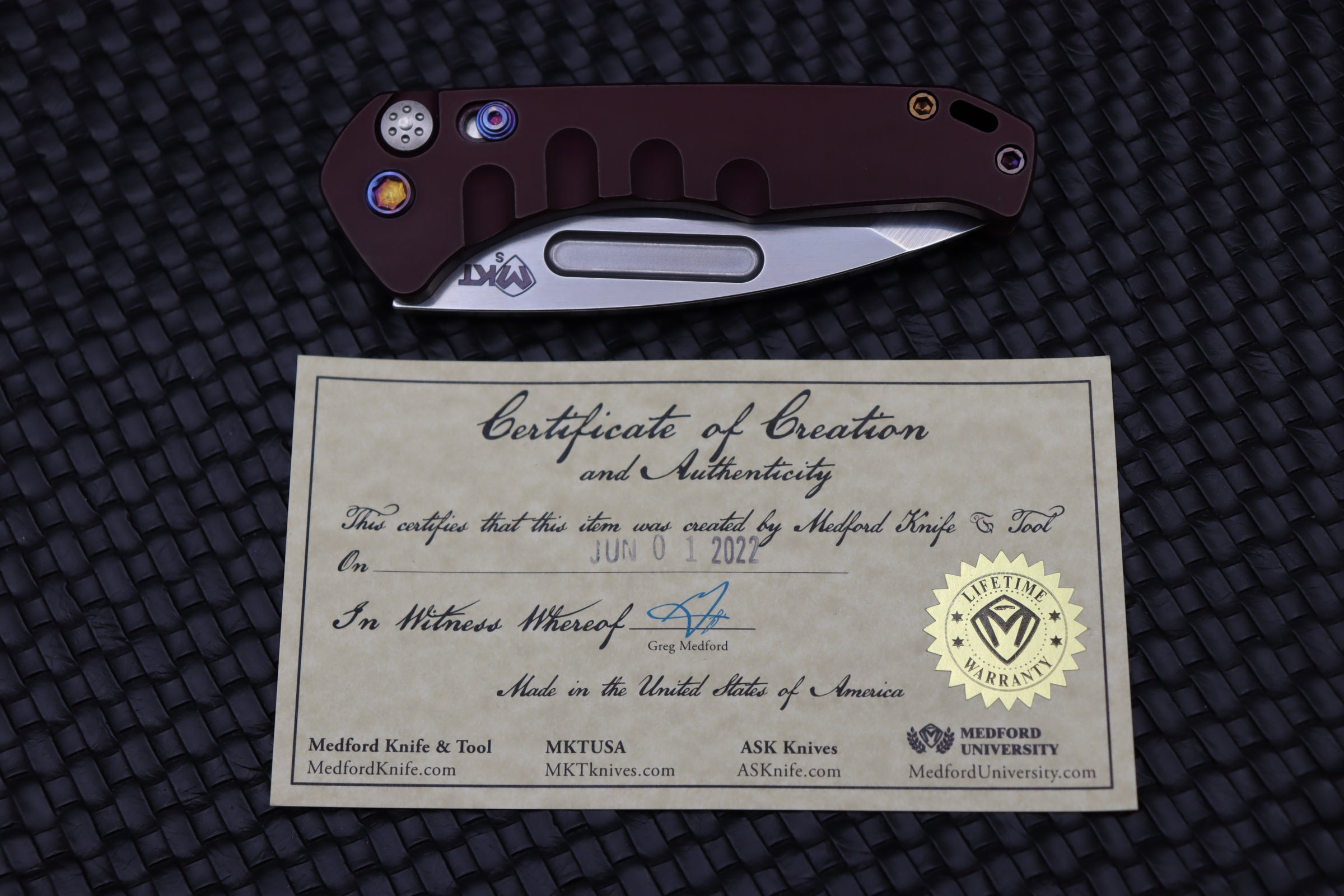 Premium Medford Praetorian Swift Auto Knife - Red Flamed Finish & S35VN Tanto Blade