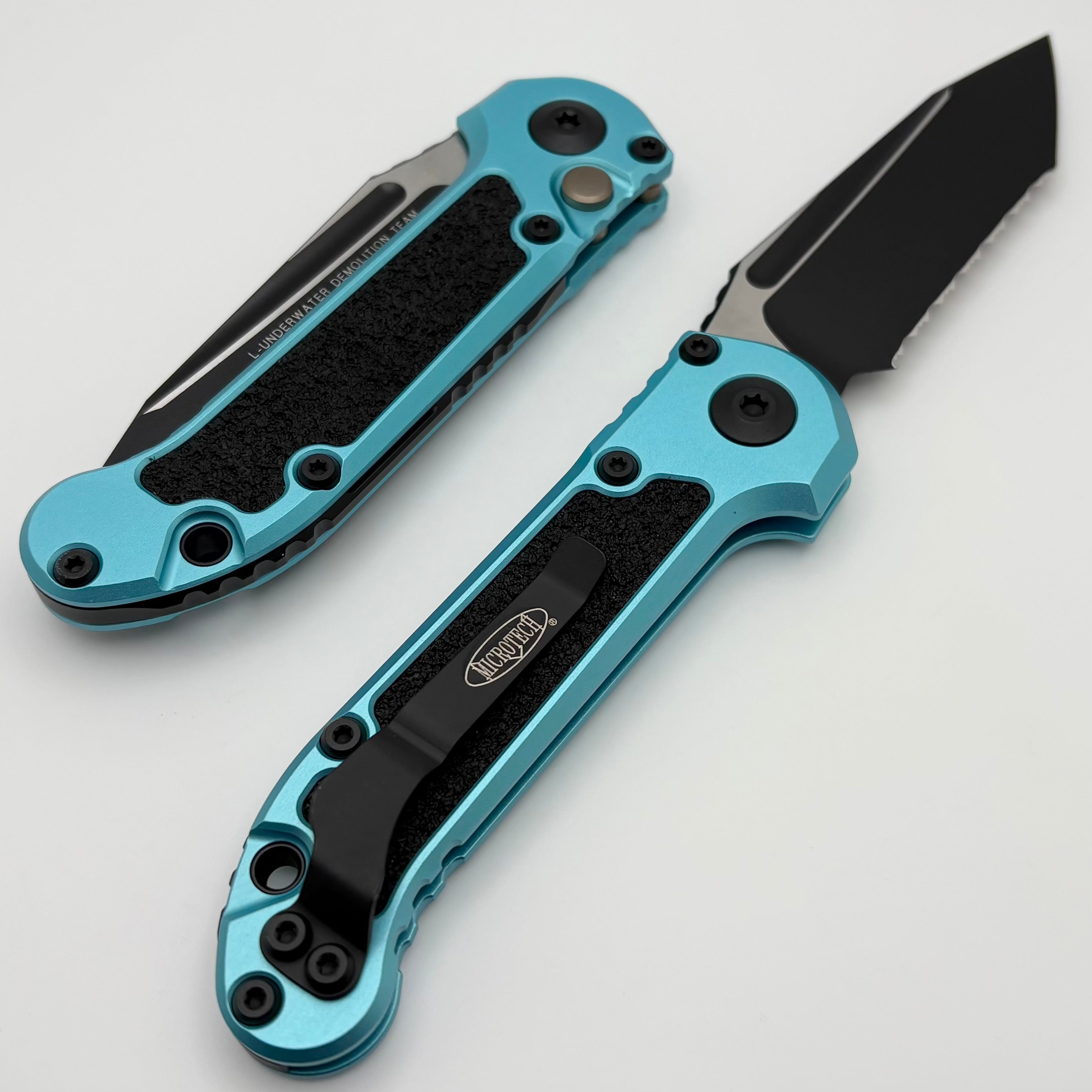 Premium Microtech LUDT Gen III Tactical Knife - Black Tanto Blade with Turquoise Handle