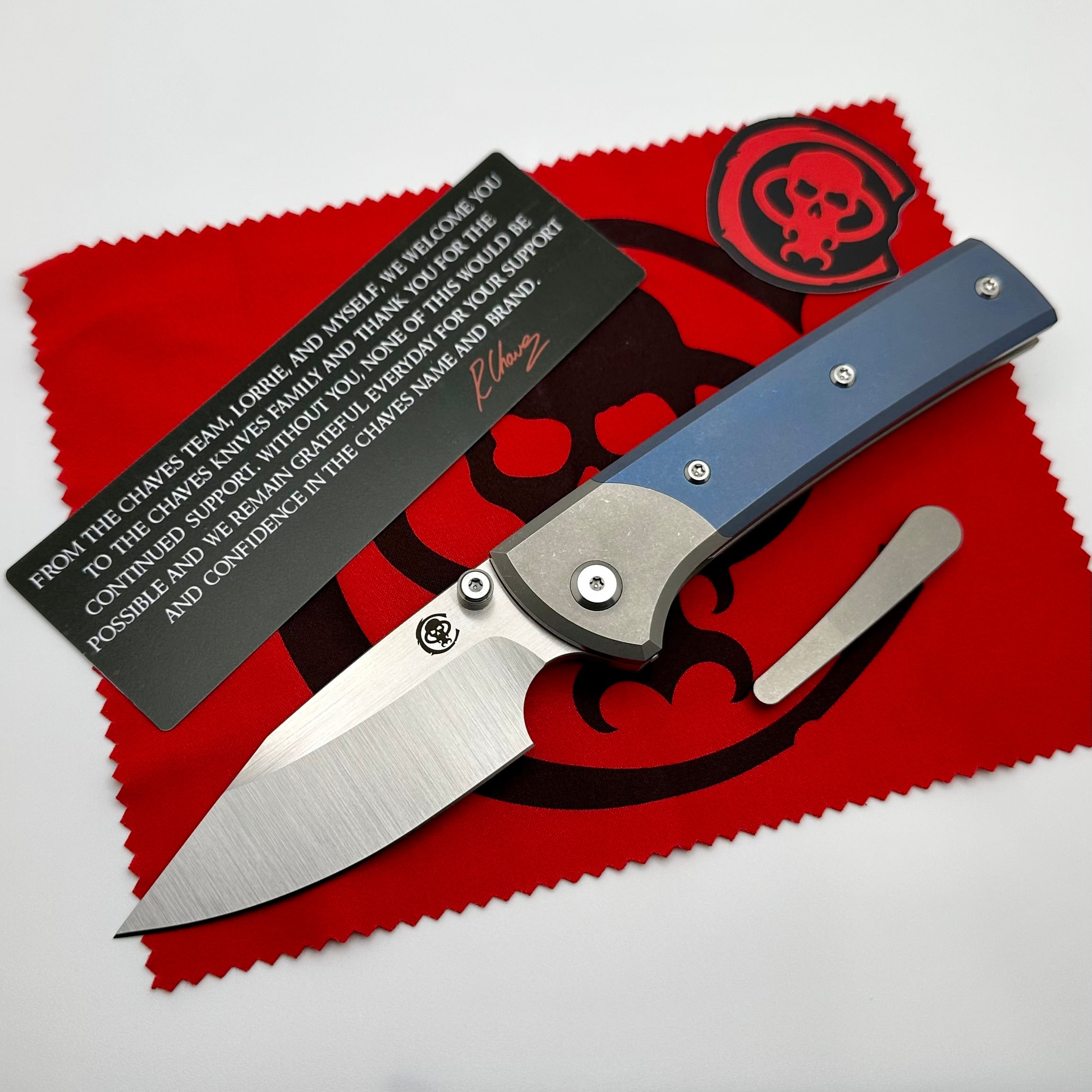 Chaves Scapegoat Ultimate EDC Knife - Blue Titanium Inlay & M390 Blade