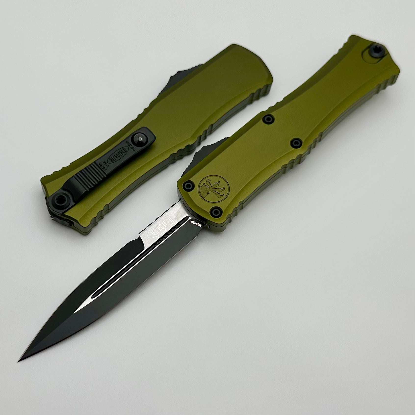 Premium Microtech Mini Hera EDC Knife - OD Green, M390MK Steel, Ultra-Smooth OTF Action