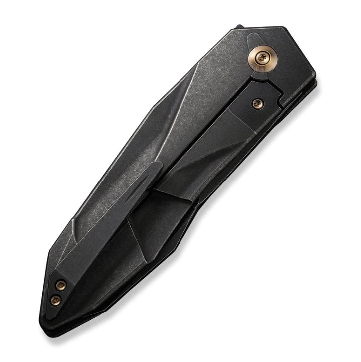 WE Knife Solid Flipper - Premium Black Integral Titanium Handle with CPM 20CV Blade