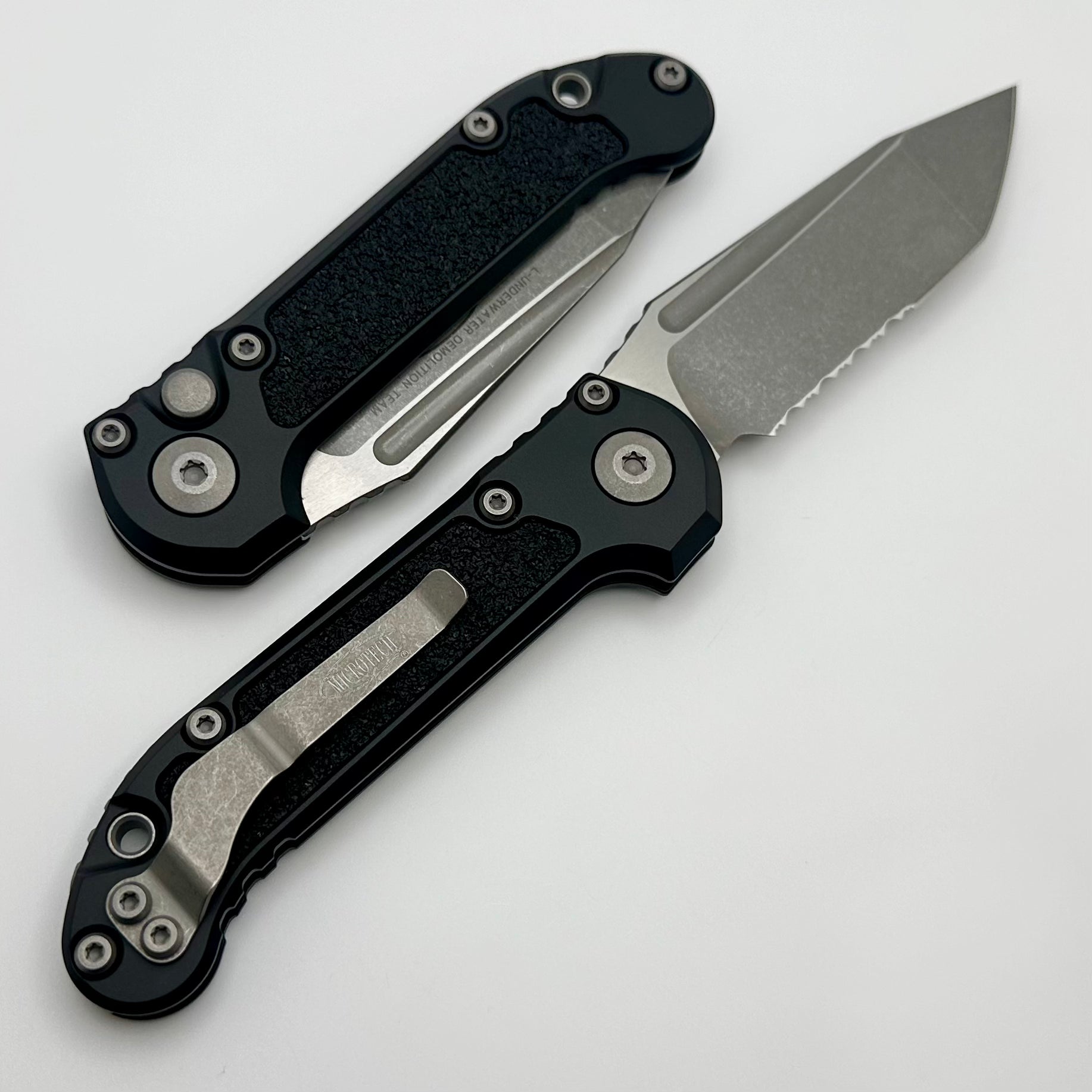 Premium Microtech LUDT Gen III Tanto Knife - Apocalyptic Partial Serrated Blade with Black Handle