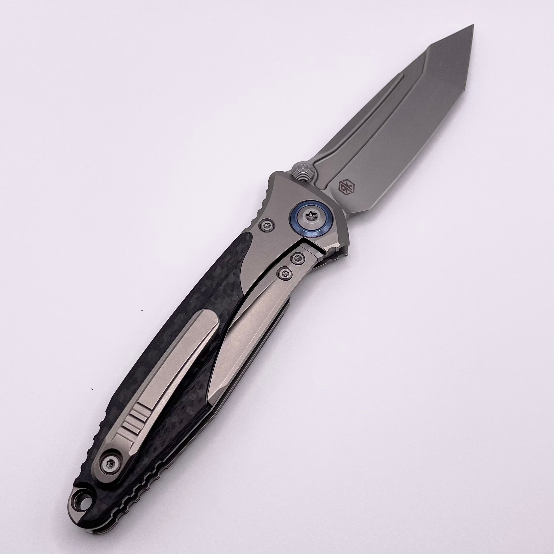 Microtech Socom Bravo Mini Tanto Tactical Knife - Premium Blue Ti & Carbon Fiber Design