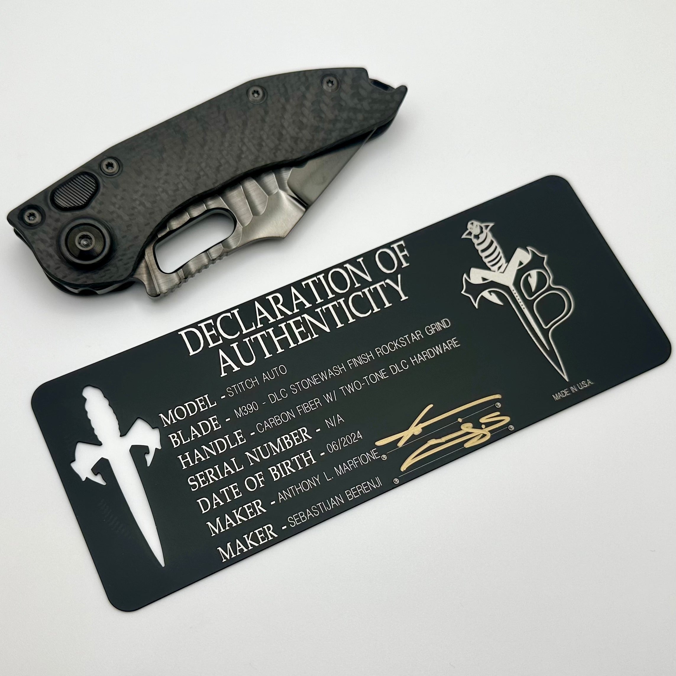 Ultimate Marfione Custom Stitch Auto Knife - DLC Rockstar Edition with Carbon Fiber Handle