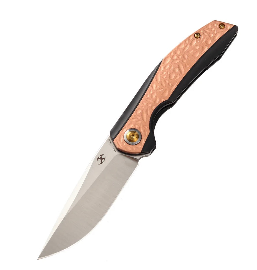 Kansept Accipiter Ultimate Front Flipper Knife - Black Titanium & Copper Inlay, CPM-S35VN Blade