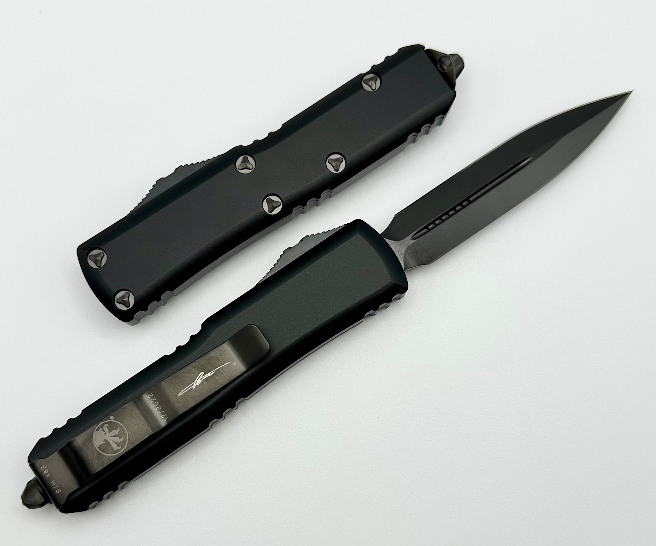 Microtech UTX-85 Double Edge Tactical Knife - Black DLC Coated, Ultimate EDC