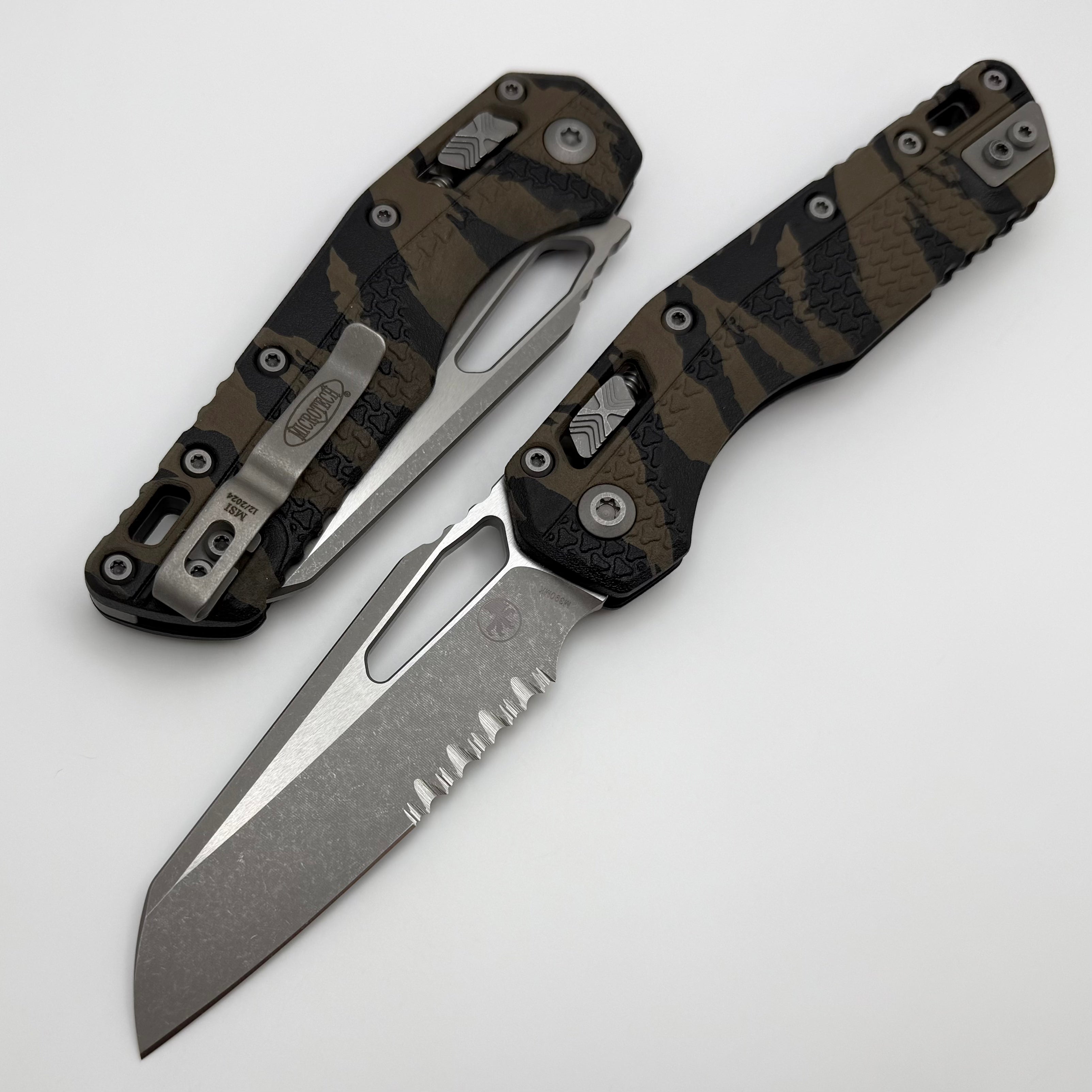 Microtech MSI RAM LOK Tiger Camo Folding Knife - Premium M390MK Steel & Polymer Handle