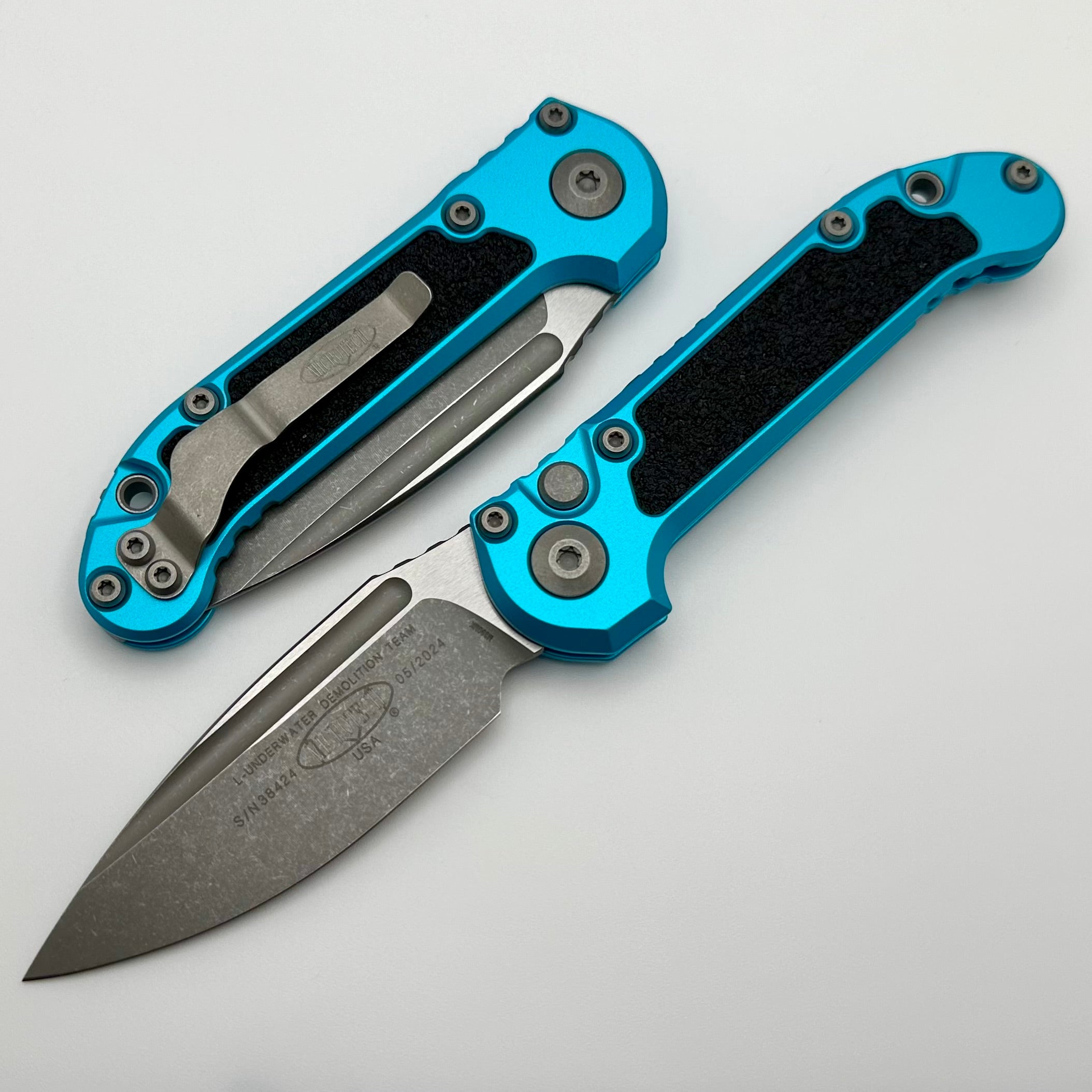 Premium Microtech LUDT Gen III Apocalyptic Drop Point Knife with Turquoise Handle