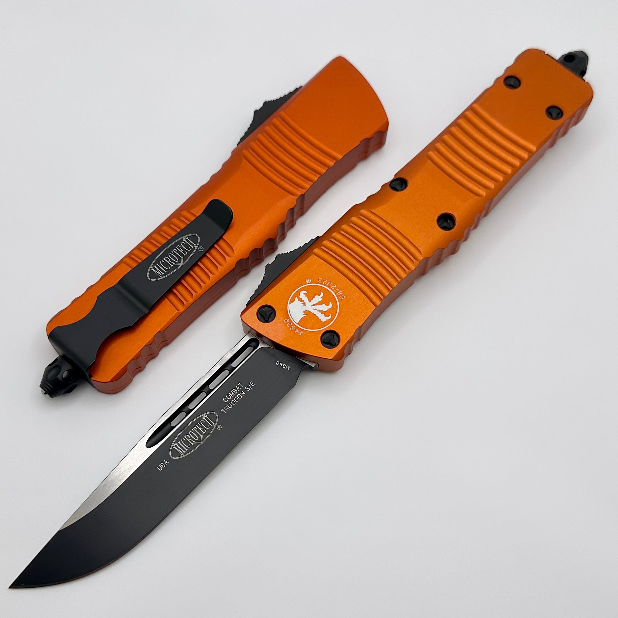 Premium Microtech Combat Troodon OTF Knife - Black & Orange Tactical EDC