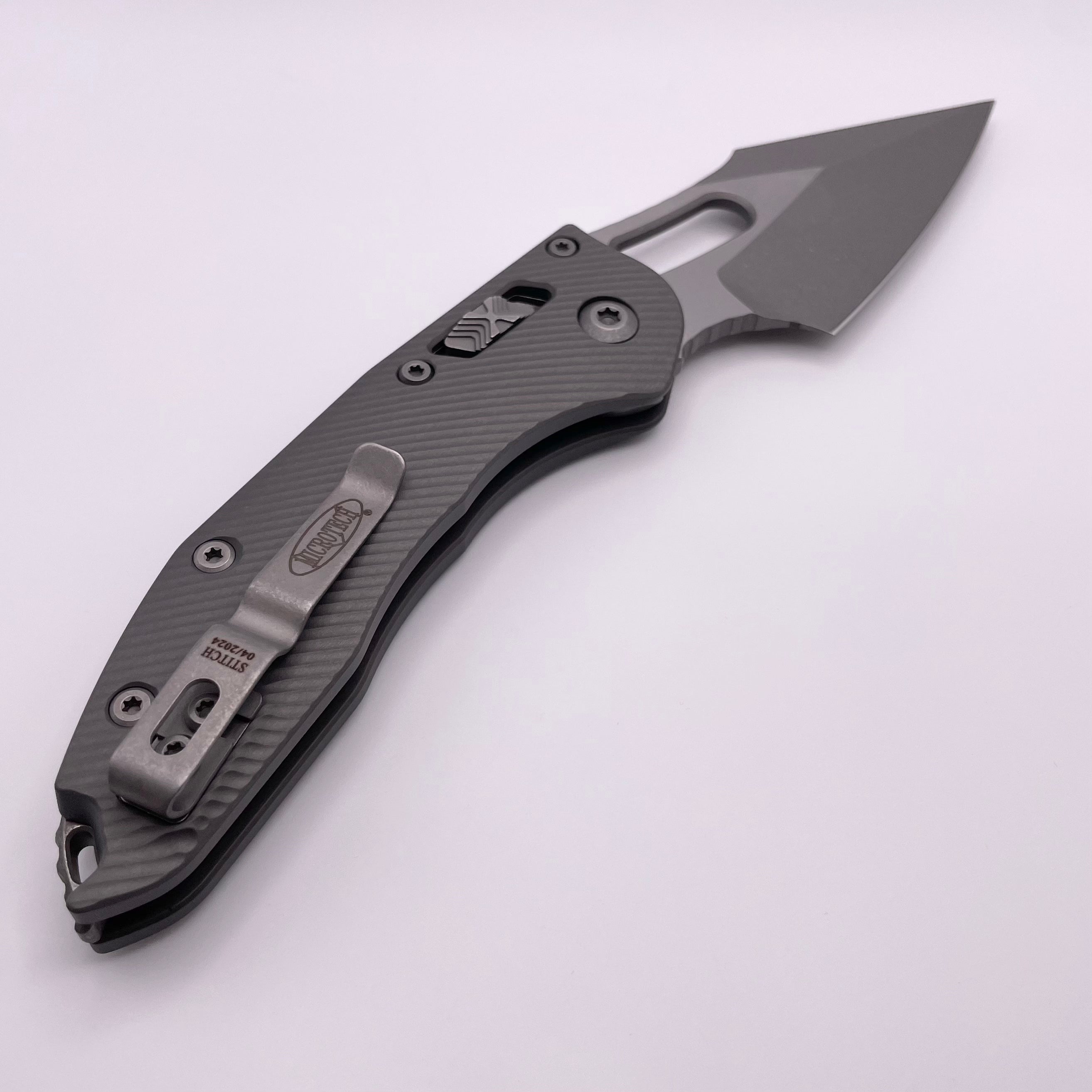 Premium Pre-Owned Microtech Stitch RAM LOK Knife - Apocalyptic Finish, M390MK Steel, Fluted Aluminum Handle