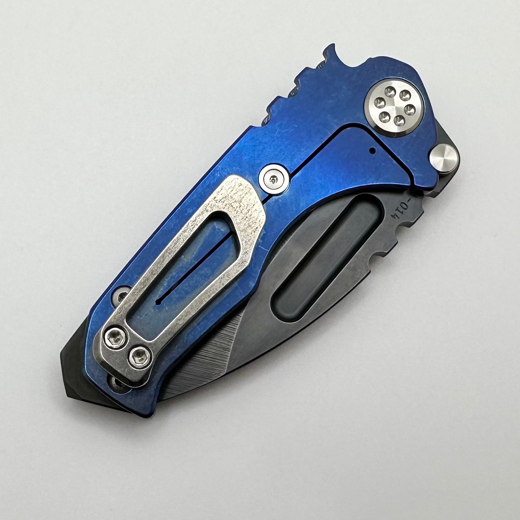 Medford Micro Praetorian T Premium Compact Folding Knife - DLC S45 Drop Point & Blue/Flamed Finish