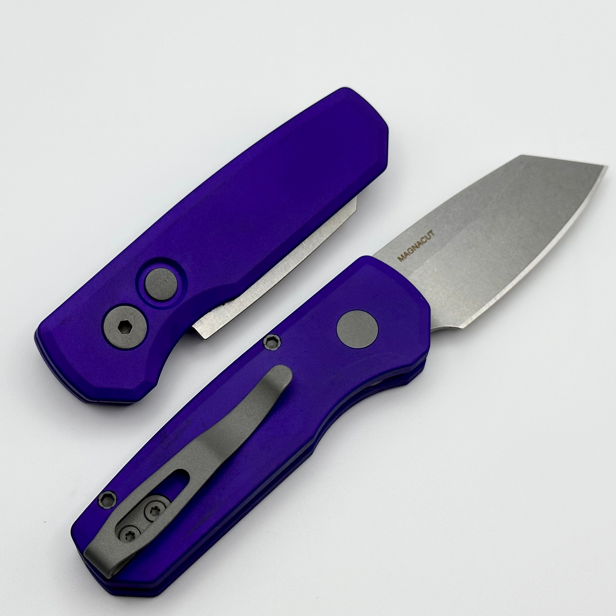 Pro-Tech Runt 5 | Premium Reverse Tanto Knife with Purple Aluminum Handle & MagnaCut Blade