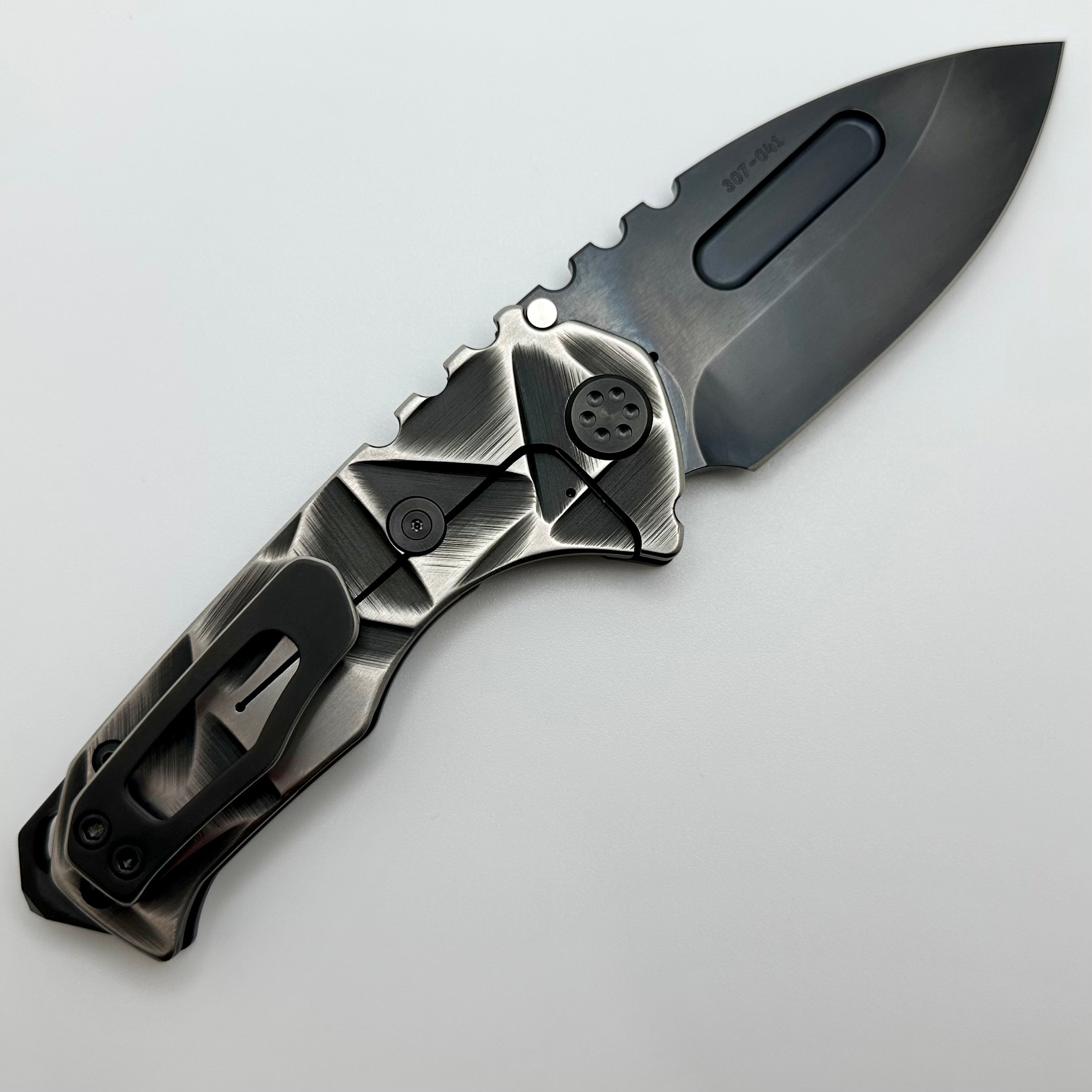 Medford Praetorian Genesis T S45 PVD Drop Point Knife - Black Stained Glass Handles with Premium Black Hardware