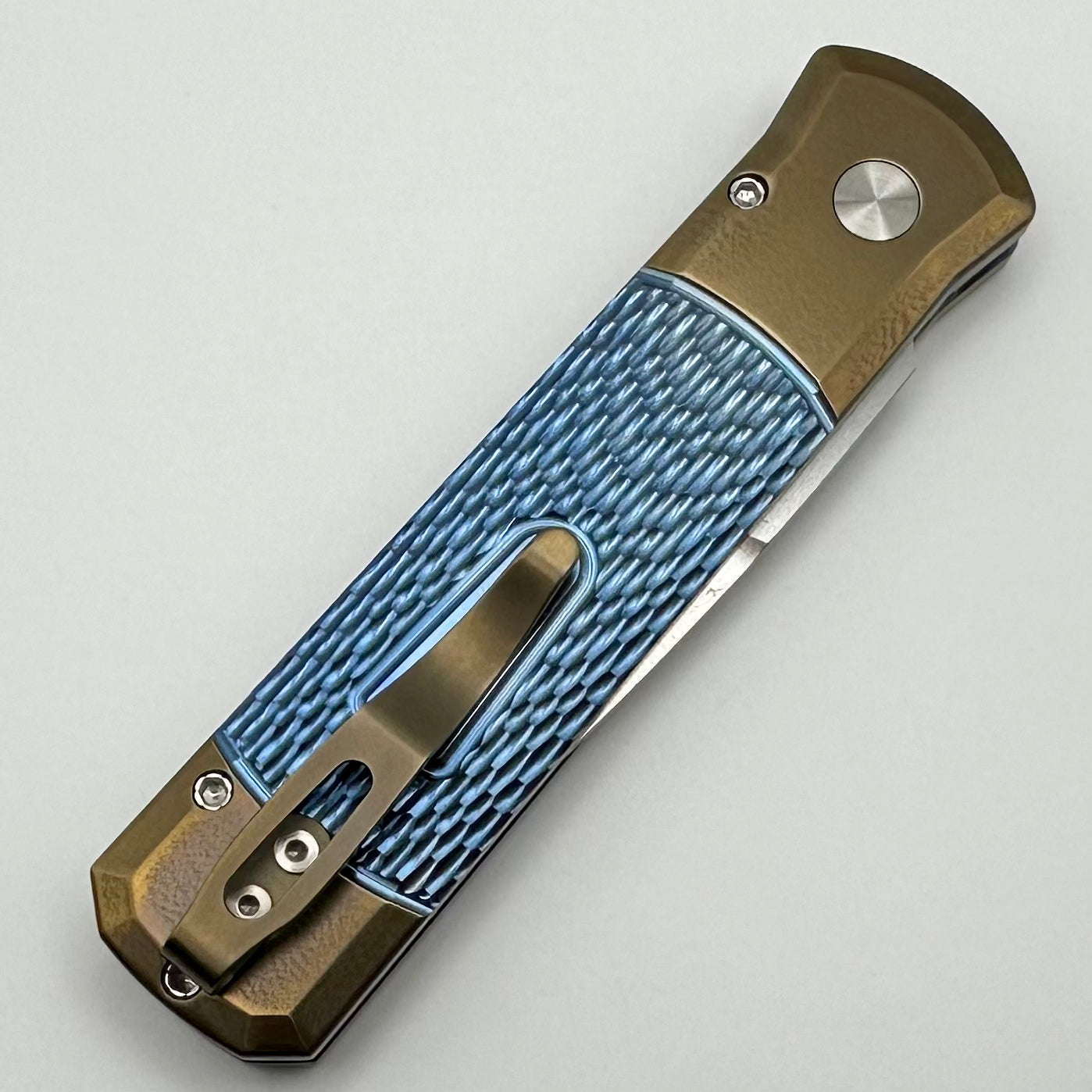 Pro-Tech Godson Bronze Titanium Custom Knife - Premium Stiletto Design