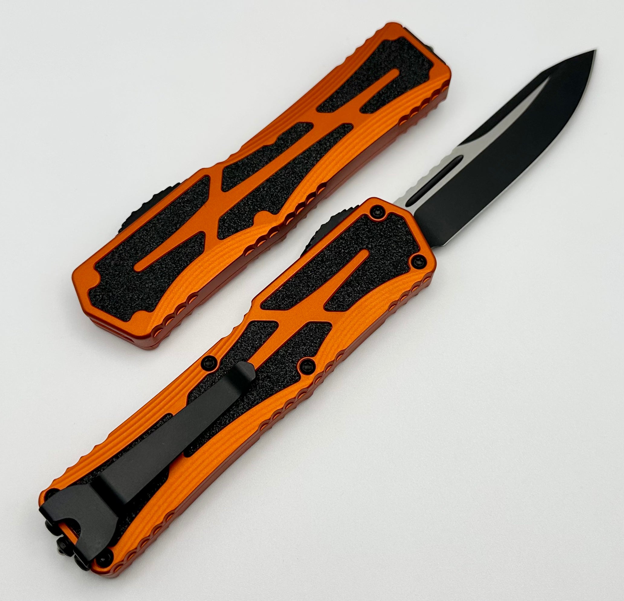 Heretic Knives Colossus Premium Single Edge Tactical Knife - Black Magnacut & Orange Handle