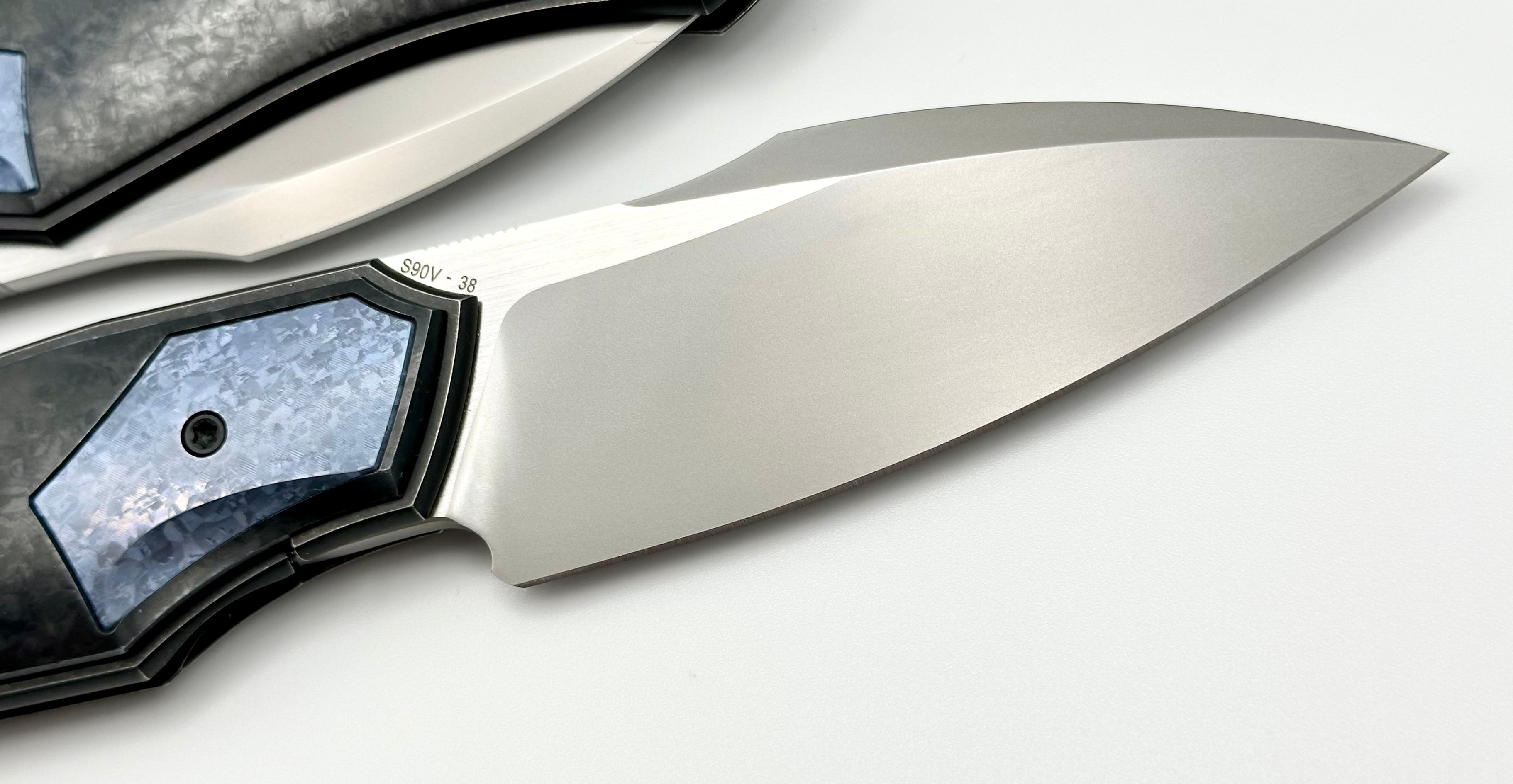 Premium Custom Knife Factory Davless: Crystal Ti & Blue Crystal Ti with CKF Wash S90V Blade