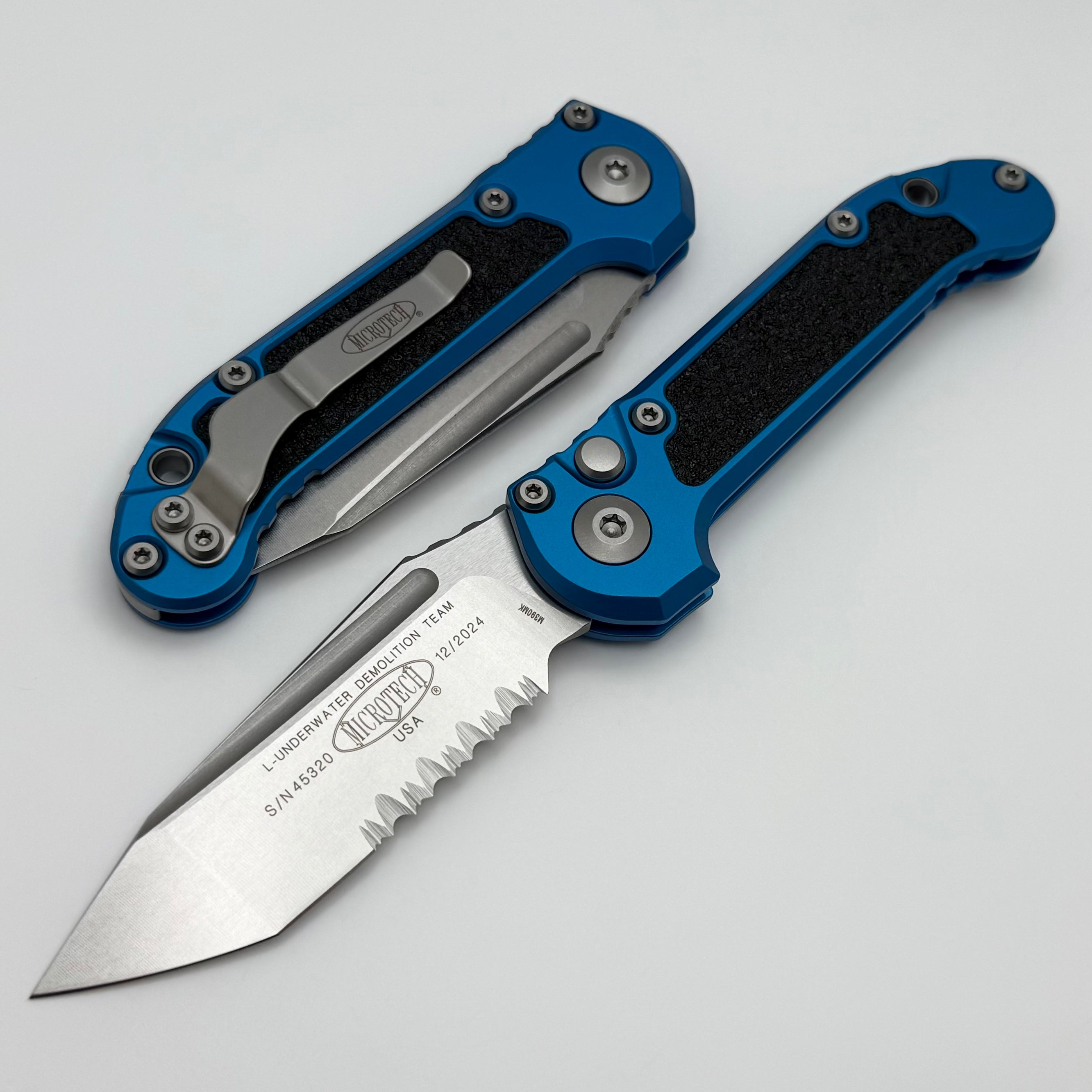 Premium Microtech LUDT Gen III Tanto Knife - Blue Handle, Stonewash Finish