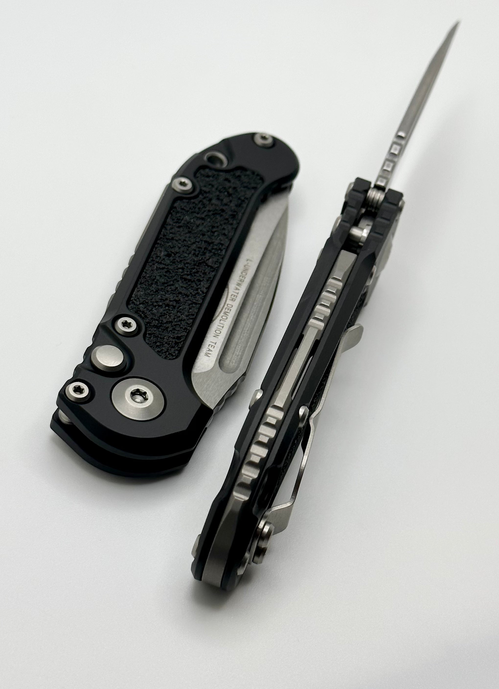 Microtech LUDT Gen III Premium Tactical Knife - Stonewash Drop Point with Black Handle