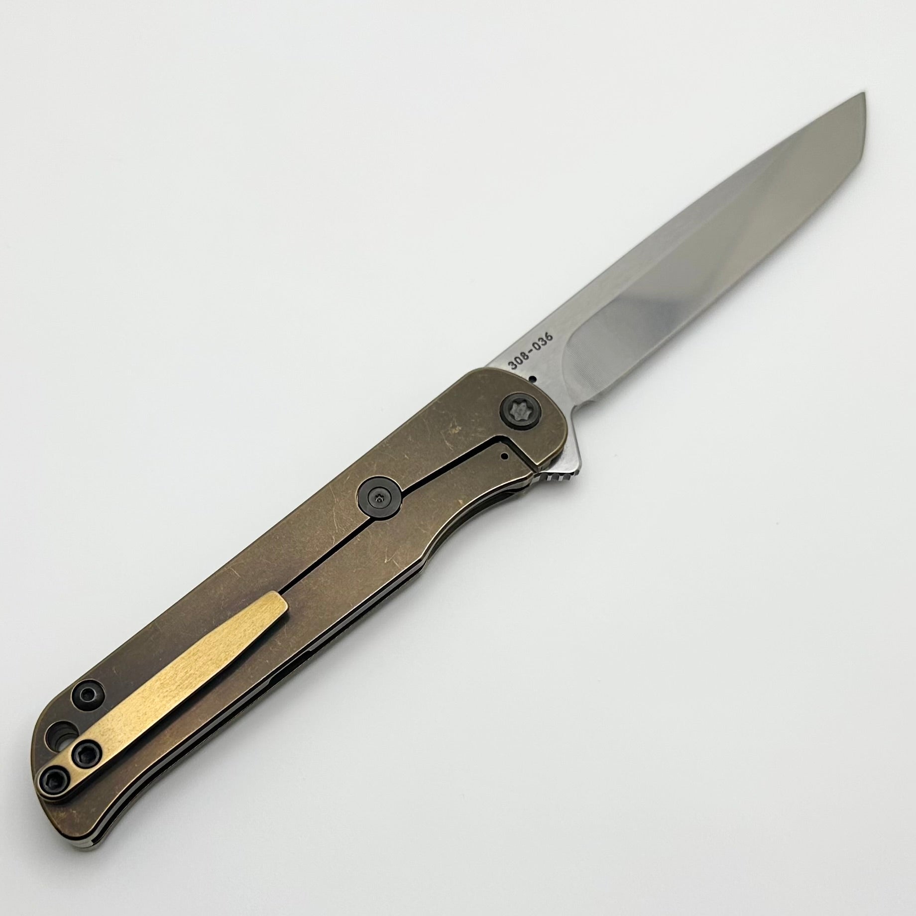 Premium Medford T-Bone Bronze Titanium Flipper Knife with Tortoise Shell Inlay & S45VN Tanto Blade