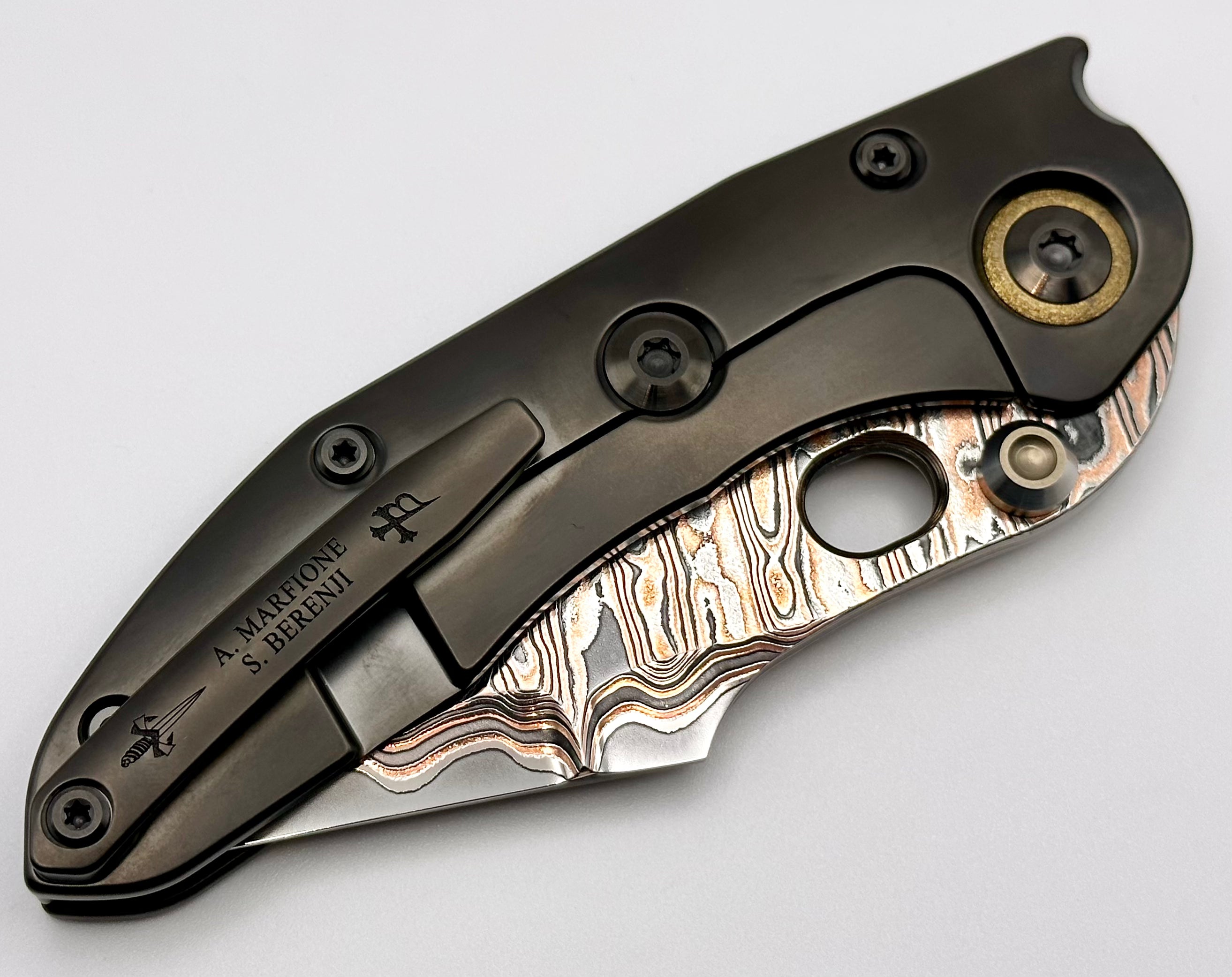 Premium Marfione Custom Stitch Knife with Double Star Grind & DLC Titanium Handle