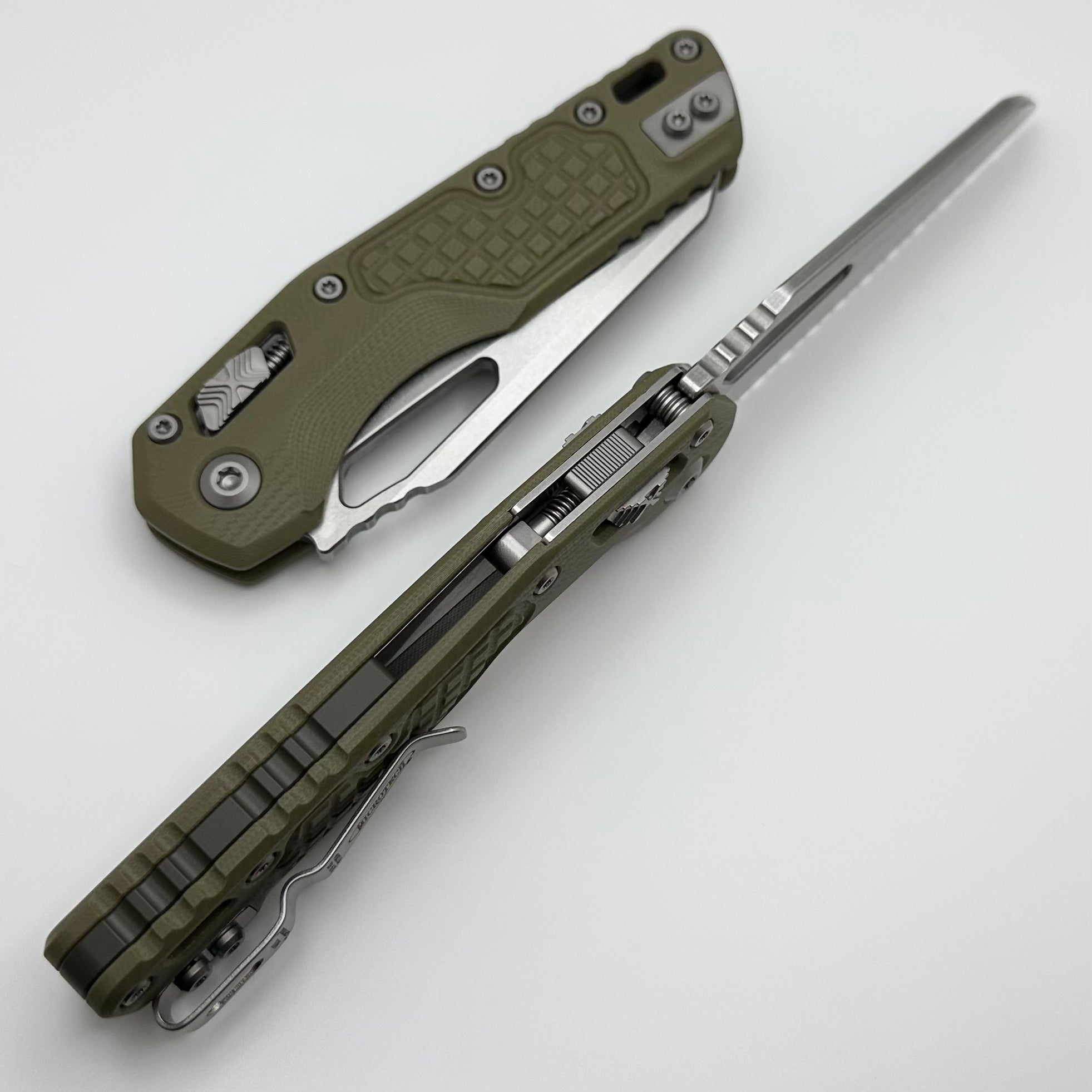 Microtech MSI Lawnman RAM LOK Tactical Knife - OD Green G-10 & Full Serrated M390MK Blade