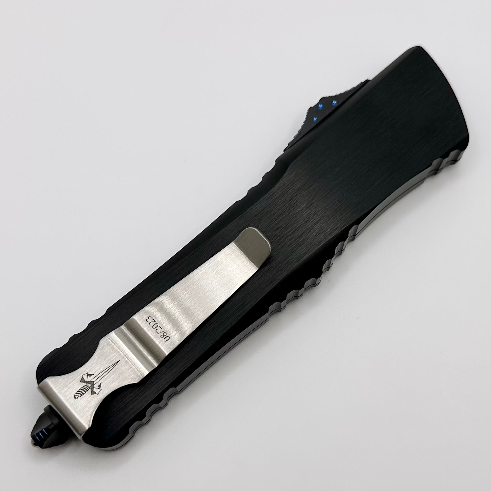 Marfione Premium Combat Troodon Interceptor: Mirror Polish with Black Handle & Blue Hardware